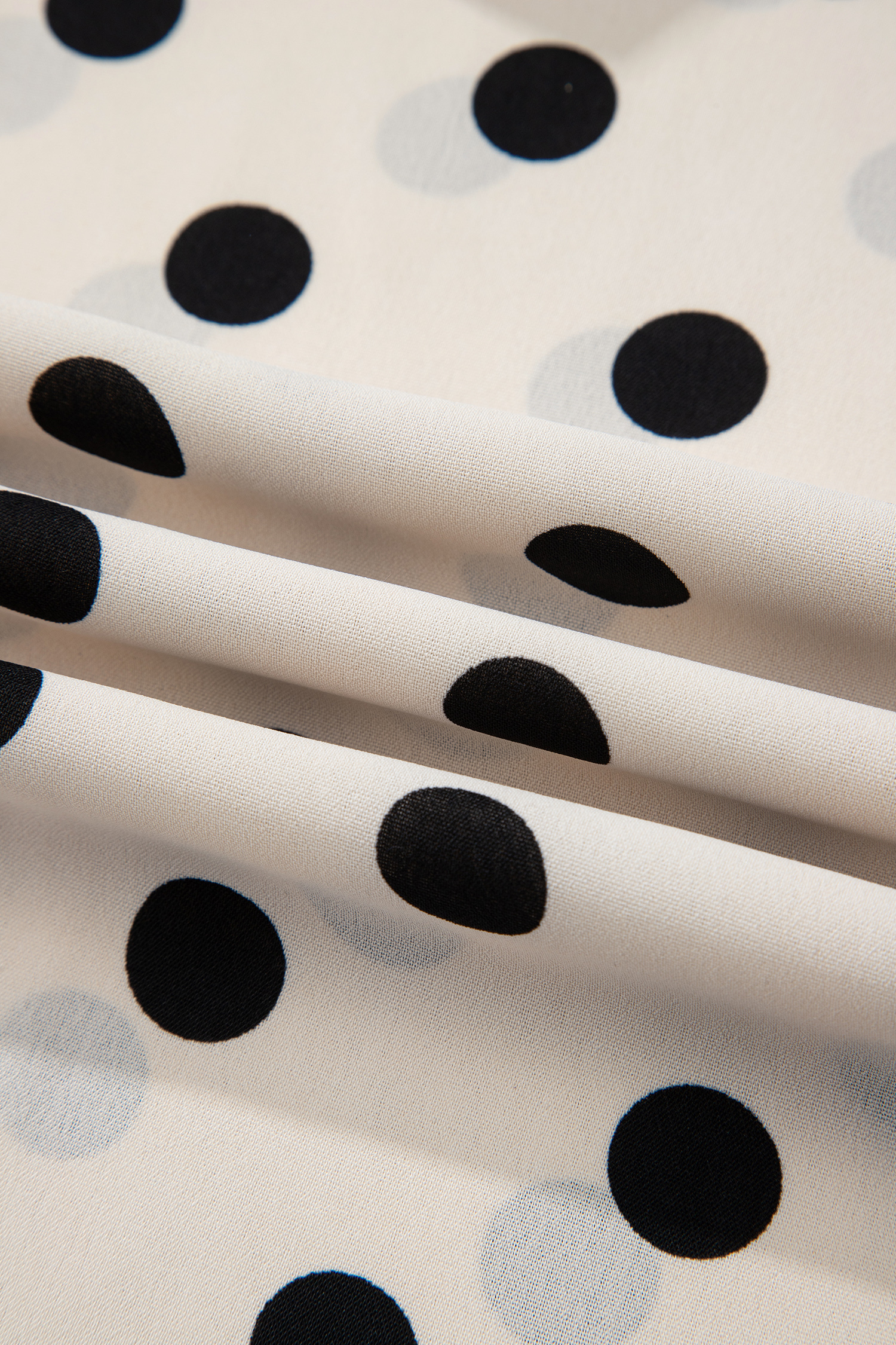White Polka Dot Print Patched Pocket Loose Pants