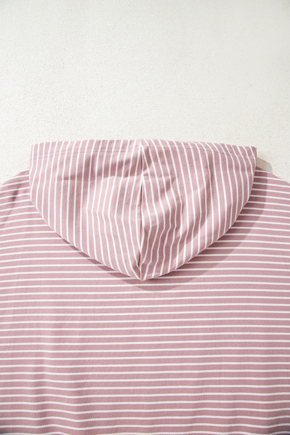 Purple Stripe Thumbhole Side Slits Drop Shoulder Loose Fit Hoodie