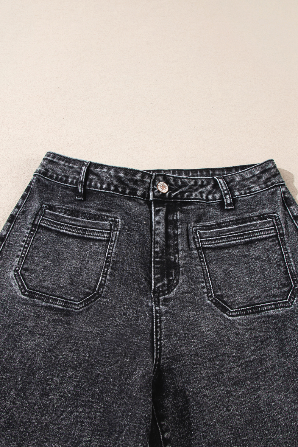 Light Blue Chic Patch Pocket Straight Leg Loose Jeans