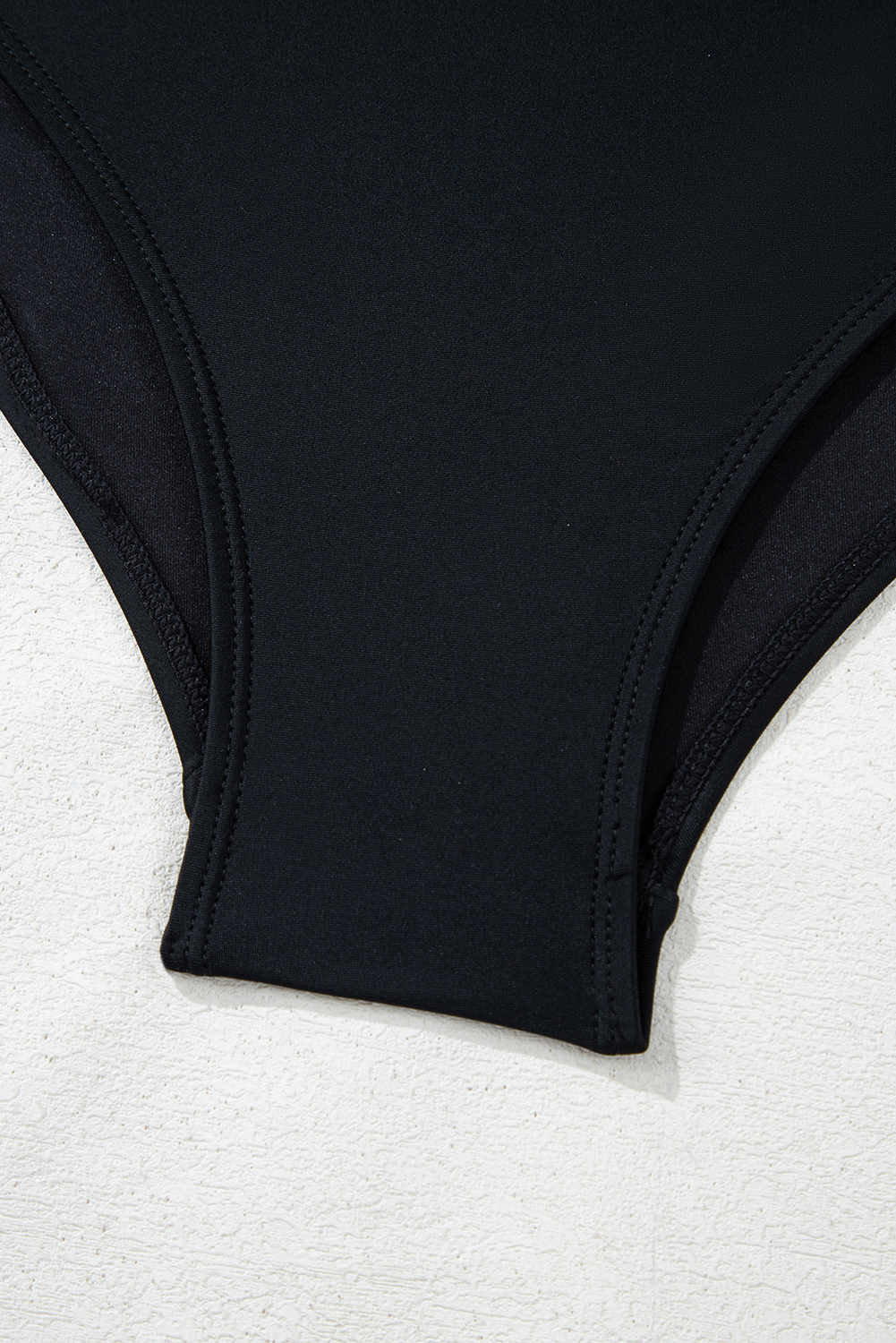 Black Asymmetric Ruffle Shoulder Pleated One Piece Swimsuit