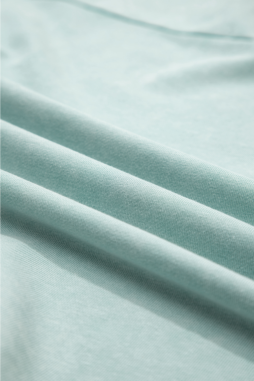 Mist Blue Mineral Wash Exposed Seam Buttoned V Neck Pullover Top