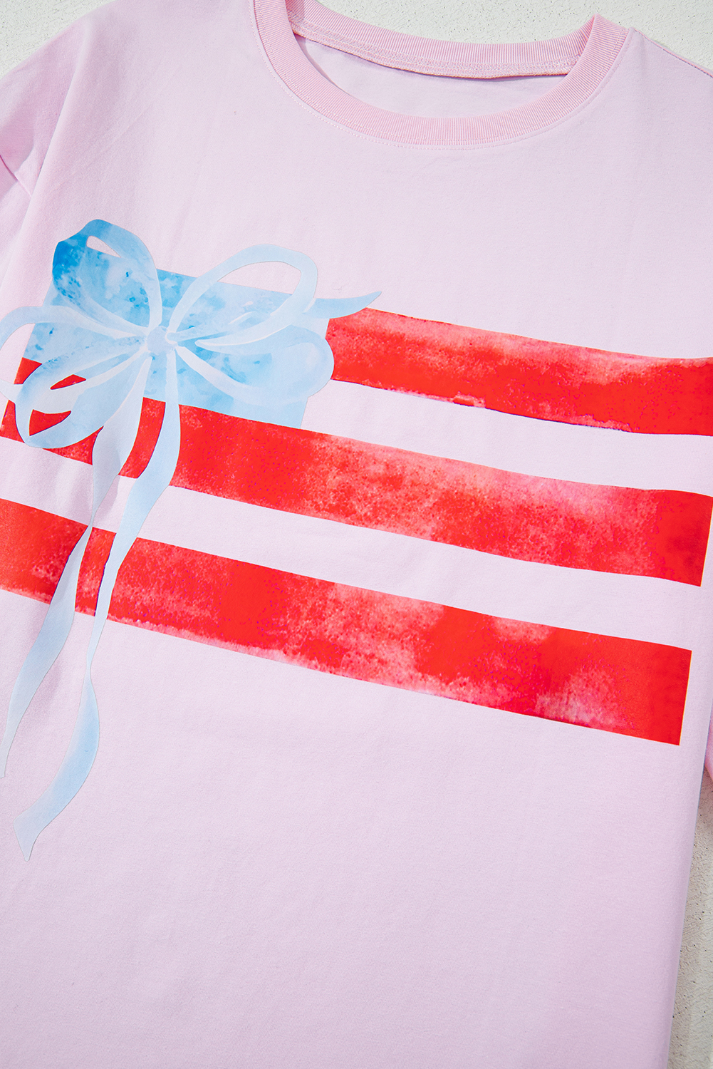 Myosotis Flag Bow Graphic Crewneck Tee