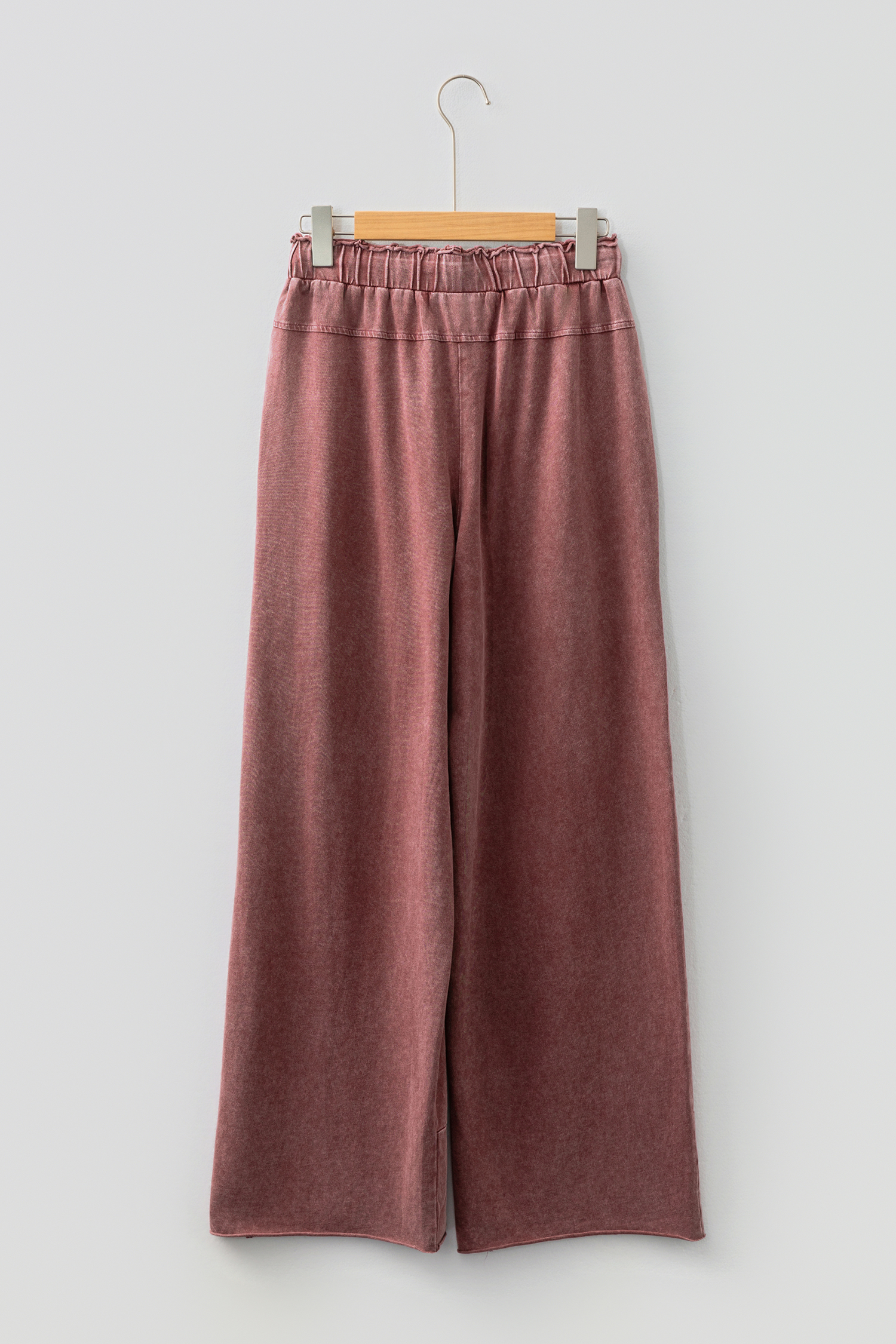 Lapis Mineral Wash Lace-up High Waist Raw Hem Patched Pocket Pants