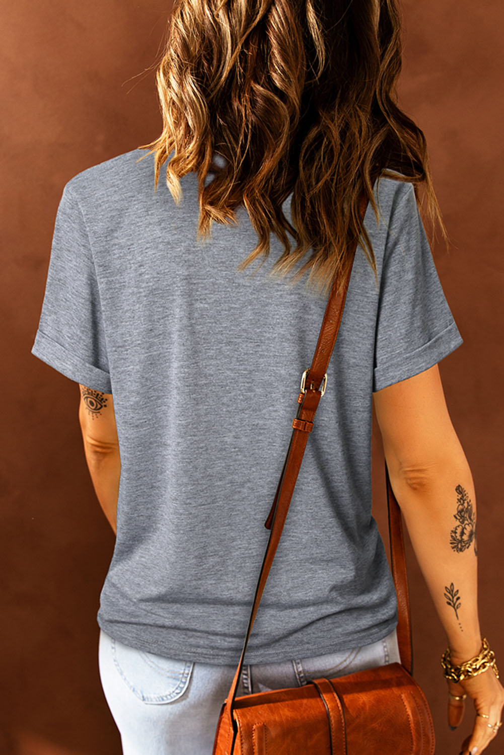 White American Woman Bull Skull Graphic T Shirt