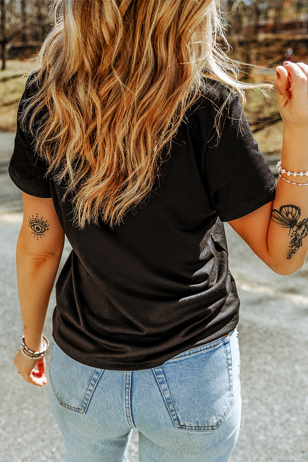 Black Sequin MAMA Double Letter Graphic Tee