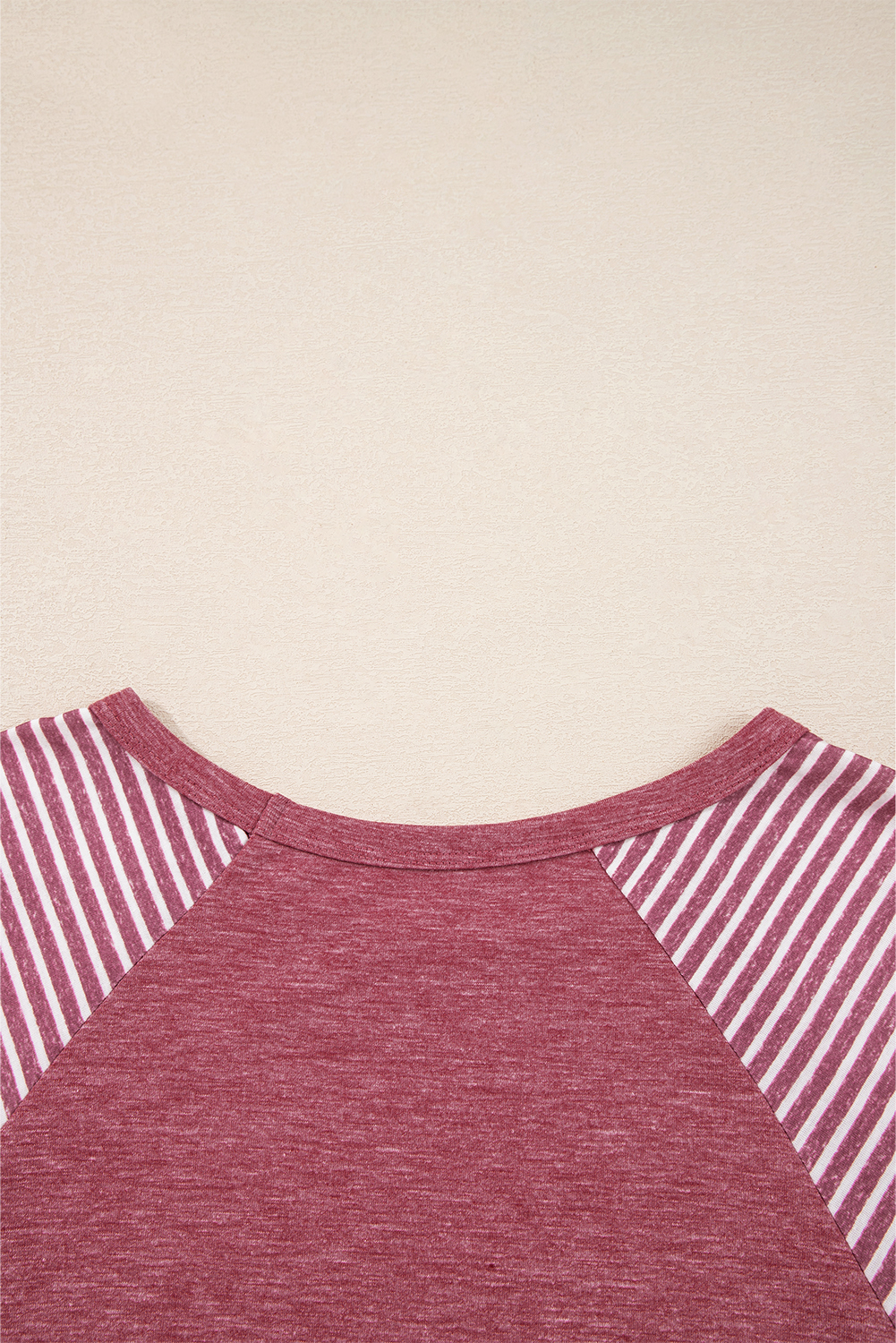 Tillandsia Purple Contrast Print Striped Raglan Long Sleeve Loose Top