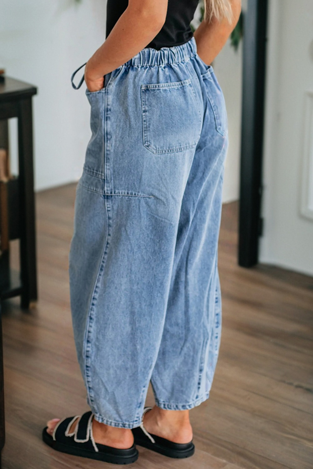 Myosotis Large Patch Pocket Drawstring Paperbag Waist Barrel Jeans