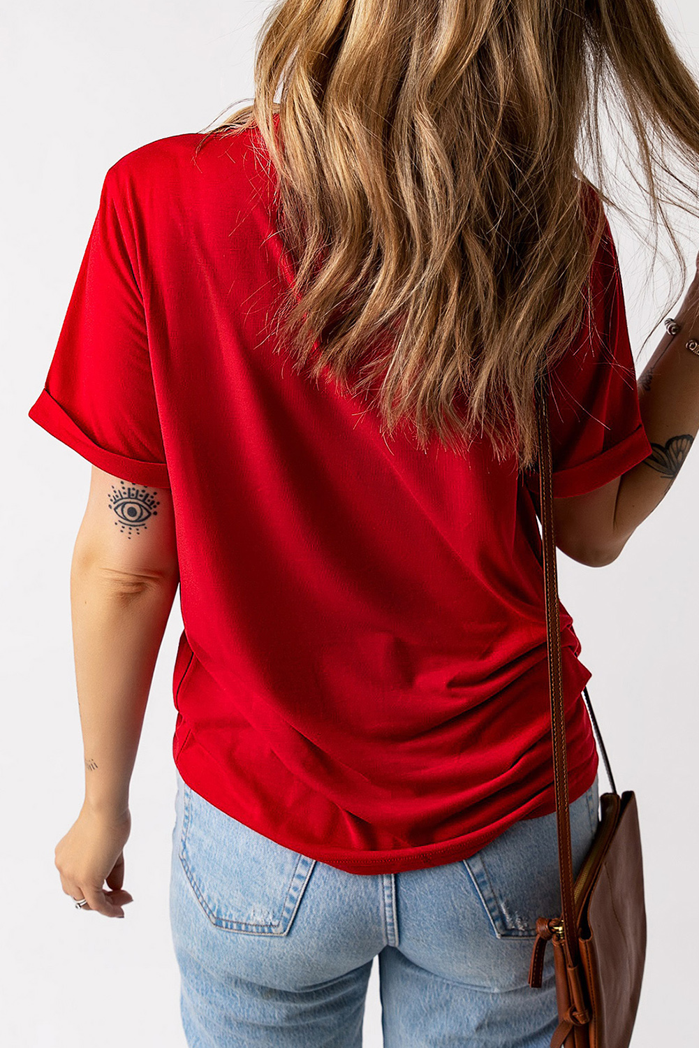 Red Star USA Print Crewneck Patriotic T Shirt