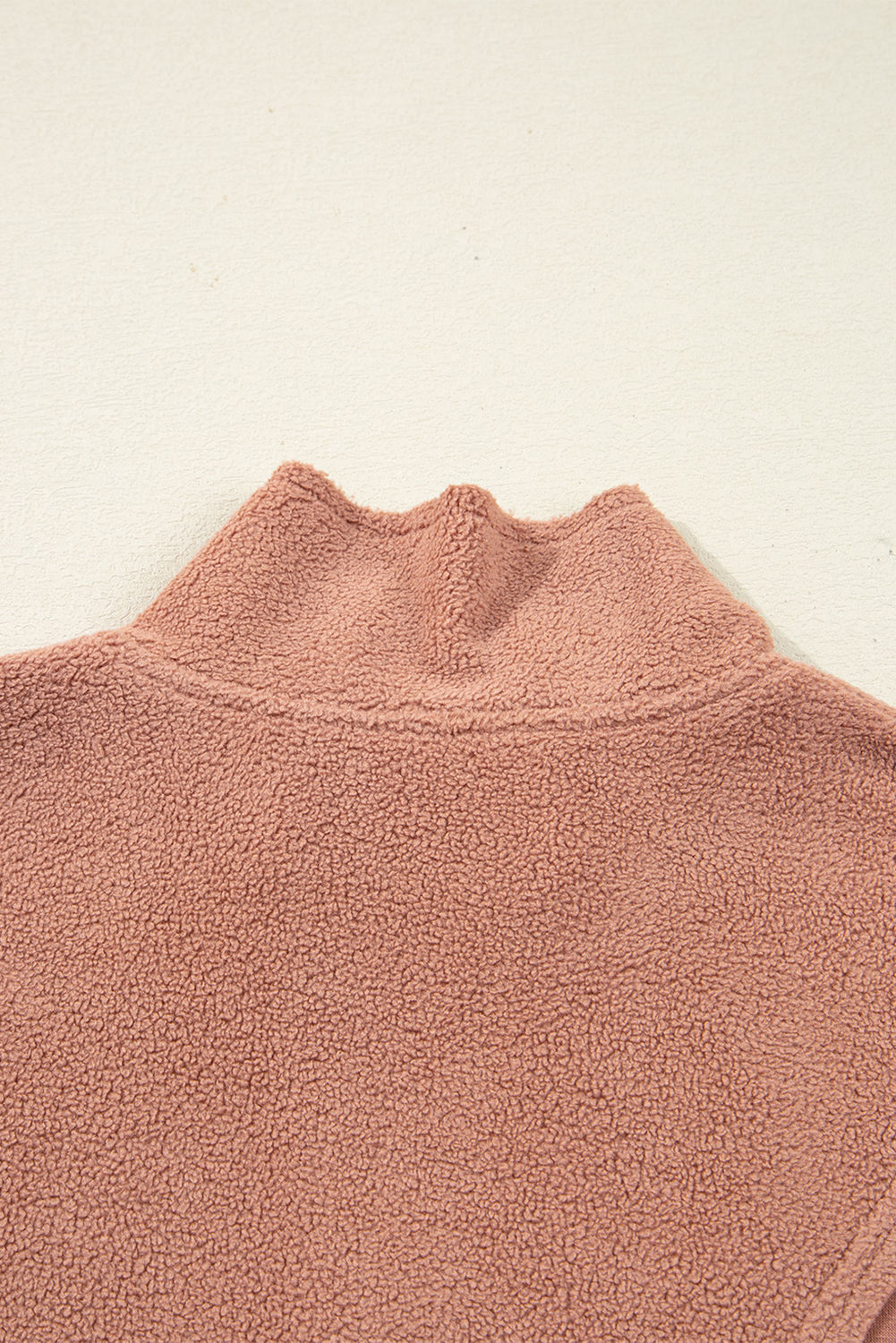 Camel Exposed Seam Side Pockets Half Zipper Baggy Sweatshirt