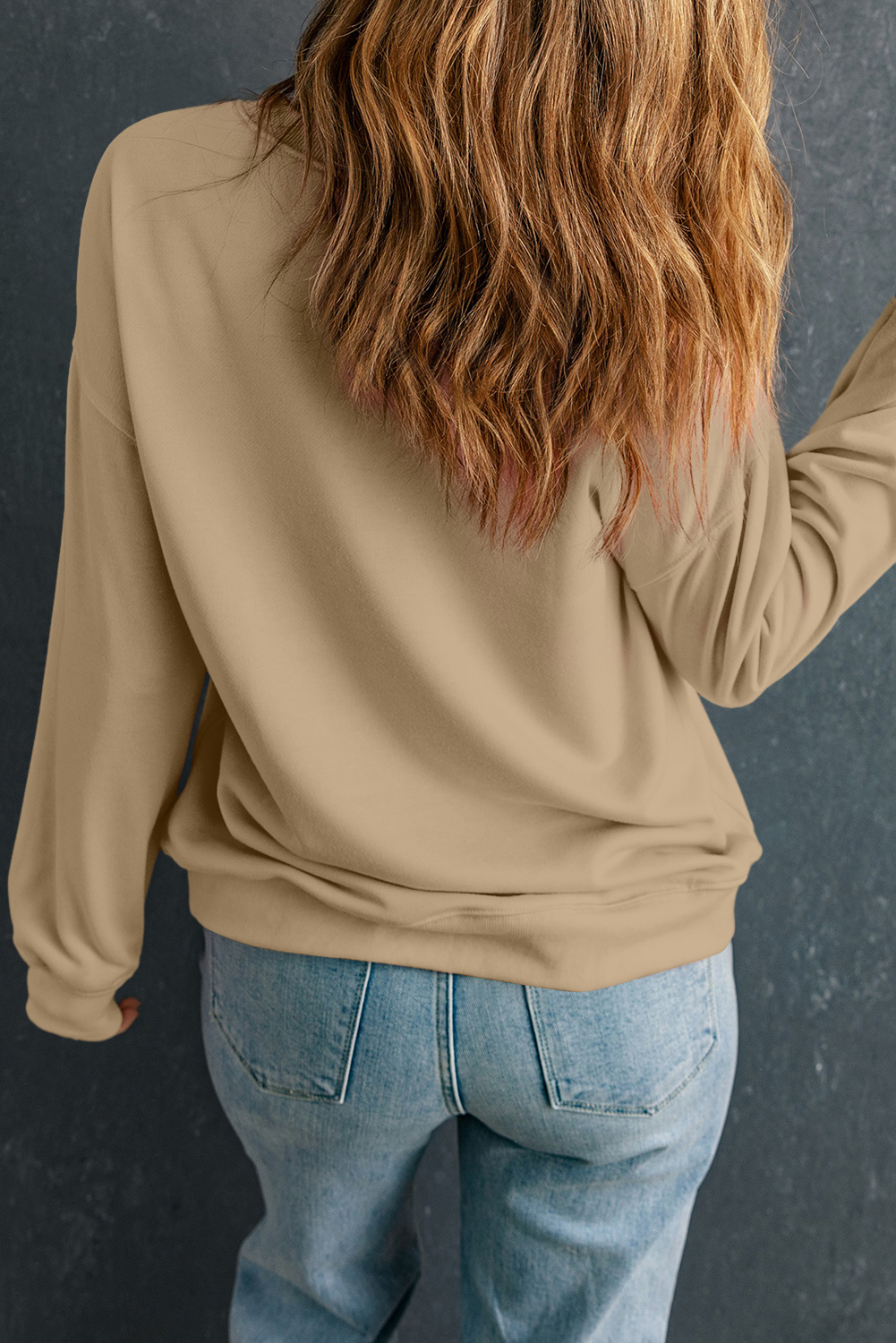 Khaki Sequin Mallard Duck Graphic Baggy Sweatshirt