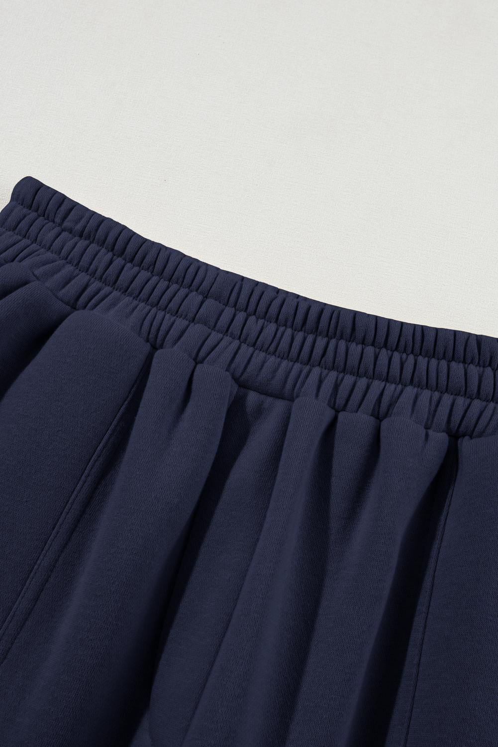 Navy Blue Solid Exposed Seams Hoodie and Joggers Activewear Set