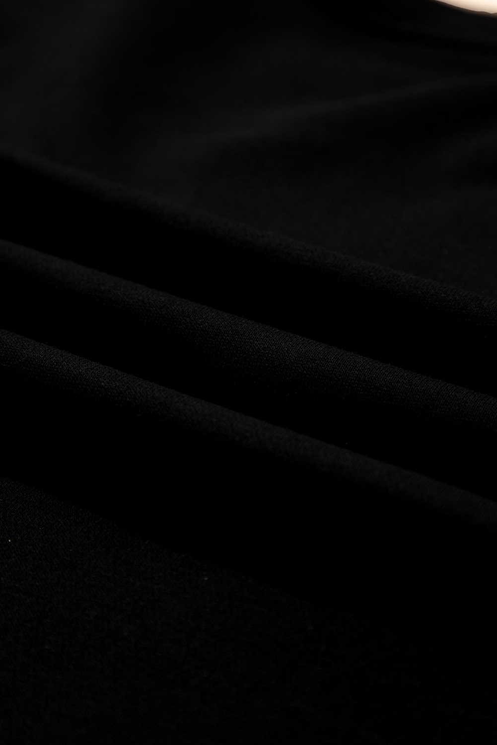 Black CLASSY UNTIL KICKOFF Plush Letter Patched Loose Sweatshirt