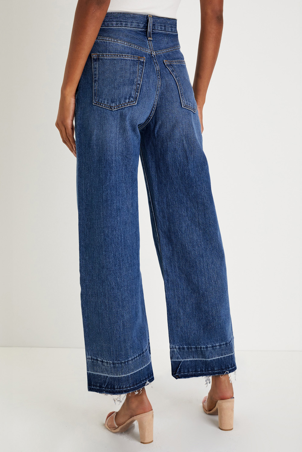 Gray Raw Hem Straight Leg Loose High Waist Jeans