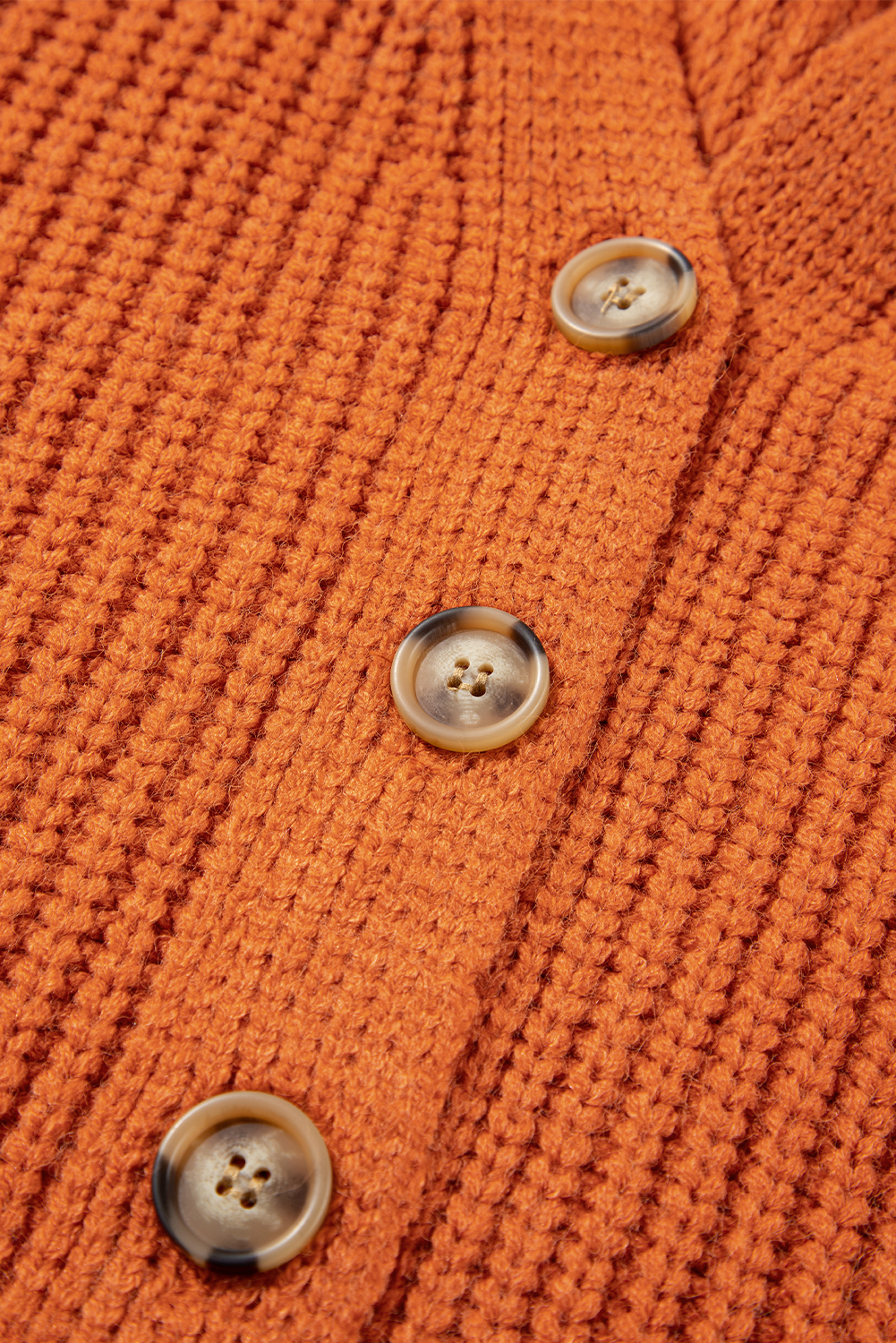 Gold Flame Button Front V Neck Chunky Cardigan Sweater