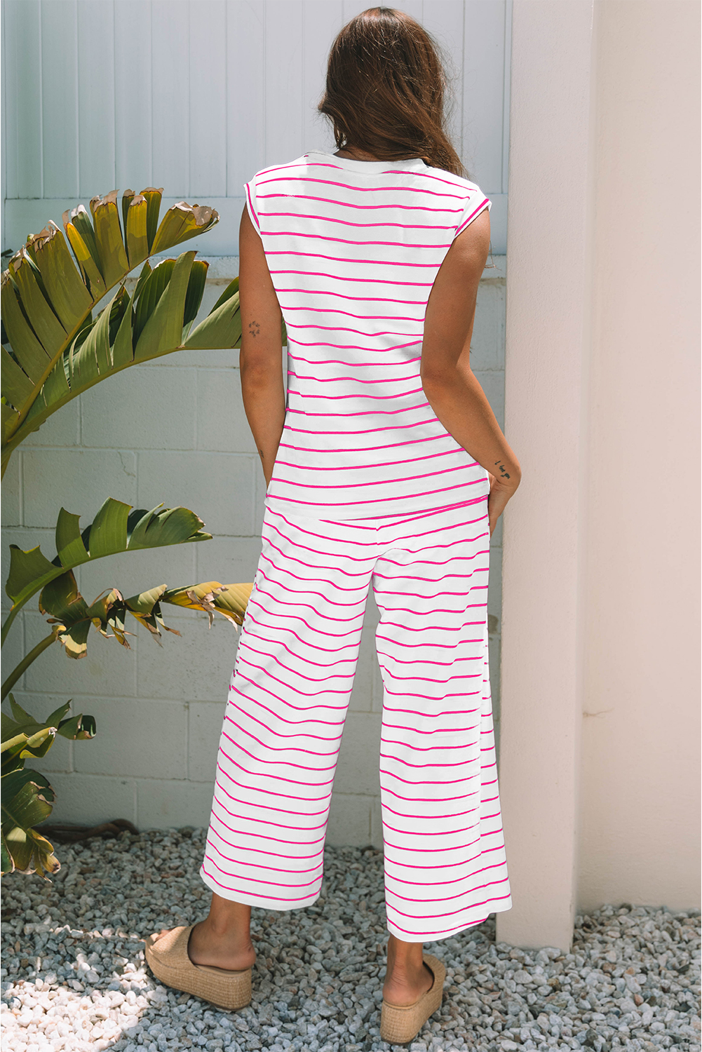 Sail Blue Casual Wide Leg 2pcs Pants Set