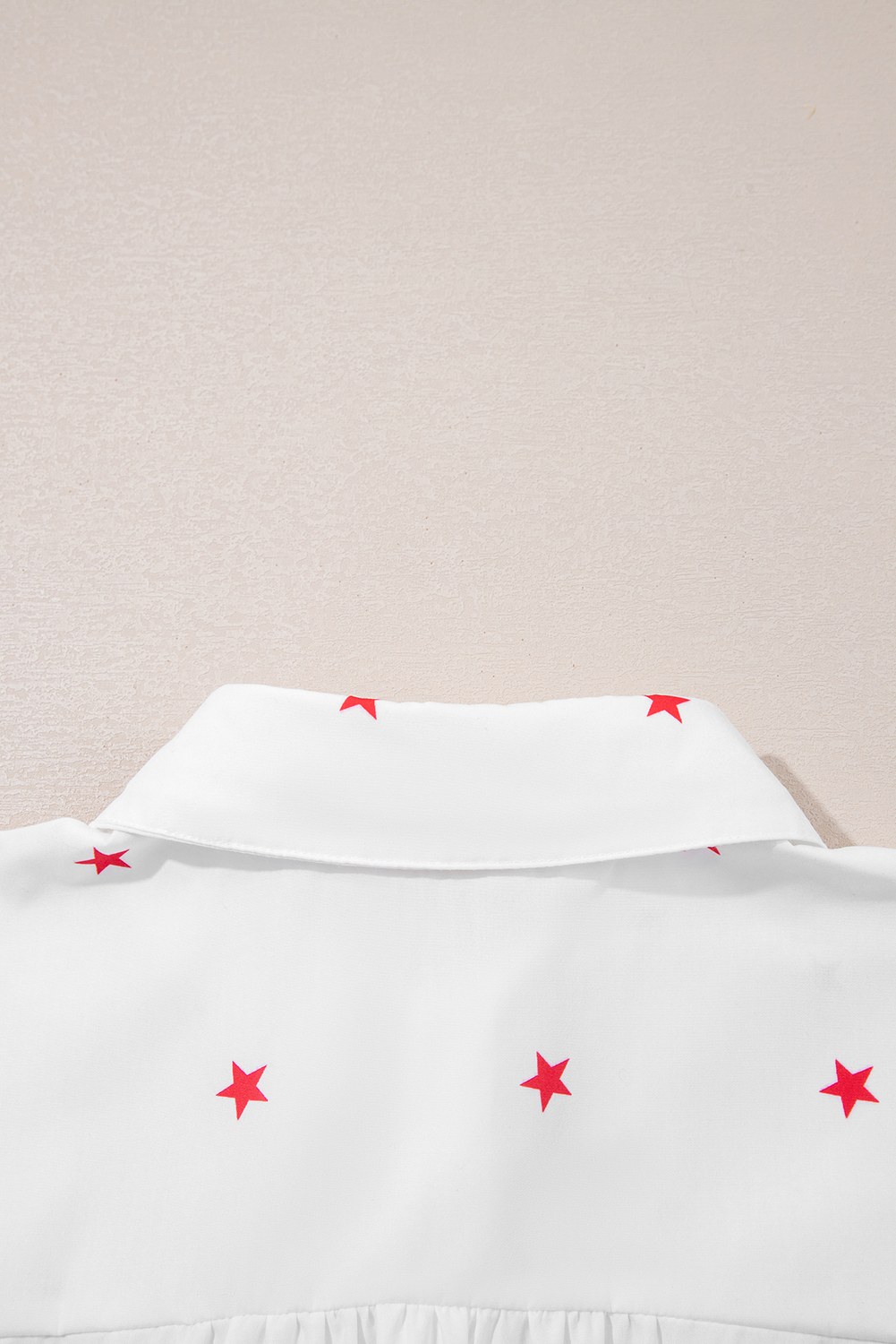 White Little Stars Printed Loose Half Sleeve Loose Shirt