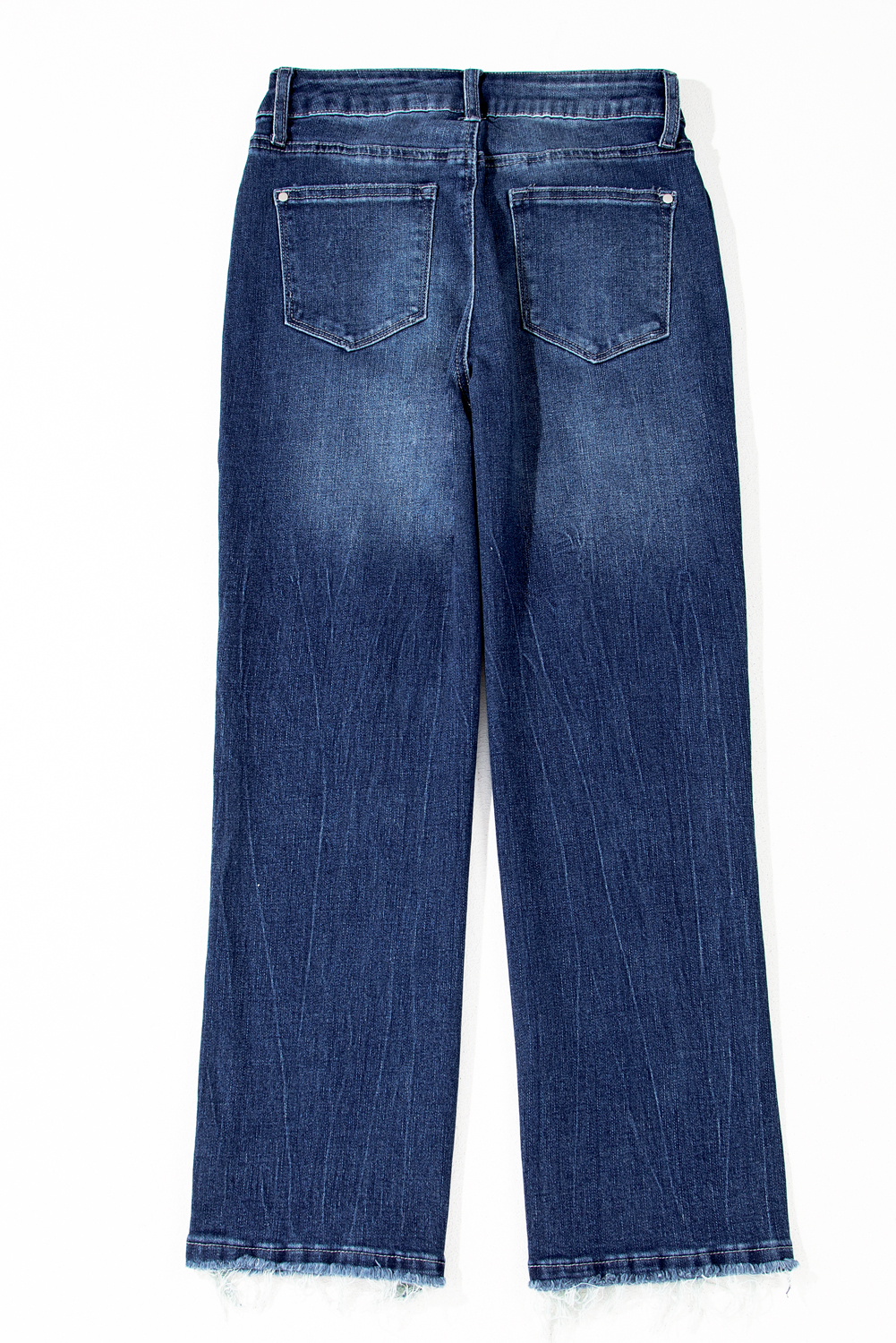 Sail Blue Turquoise Pattern Raw Edge Cropped High Waist Jeans