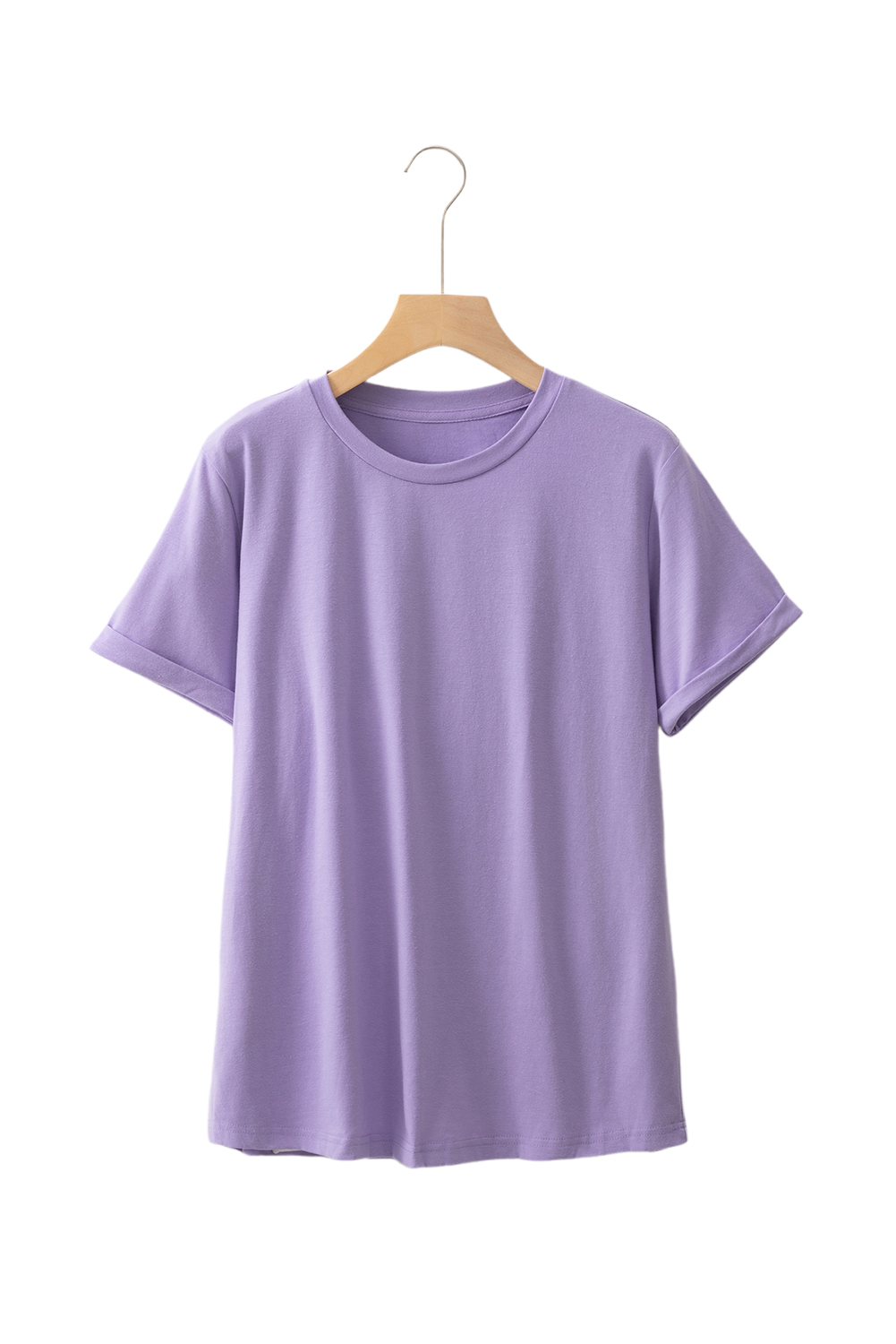 Khaki Casual Plain Crew Neck Tee