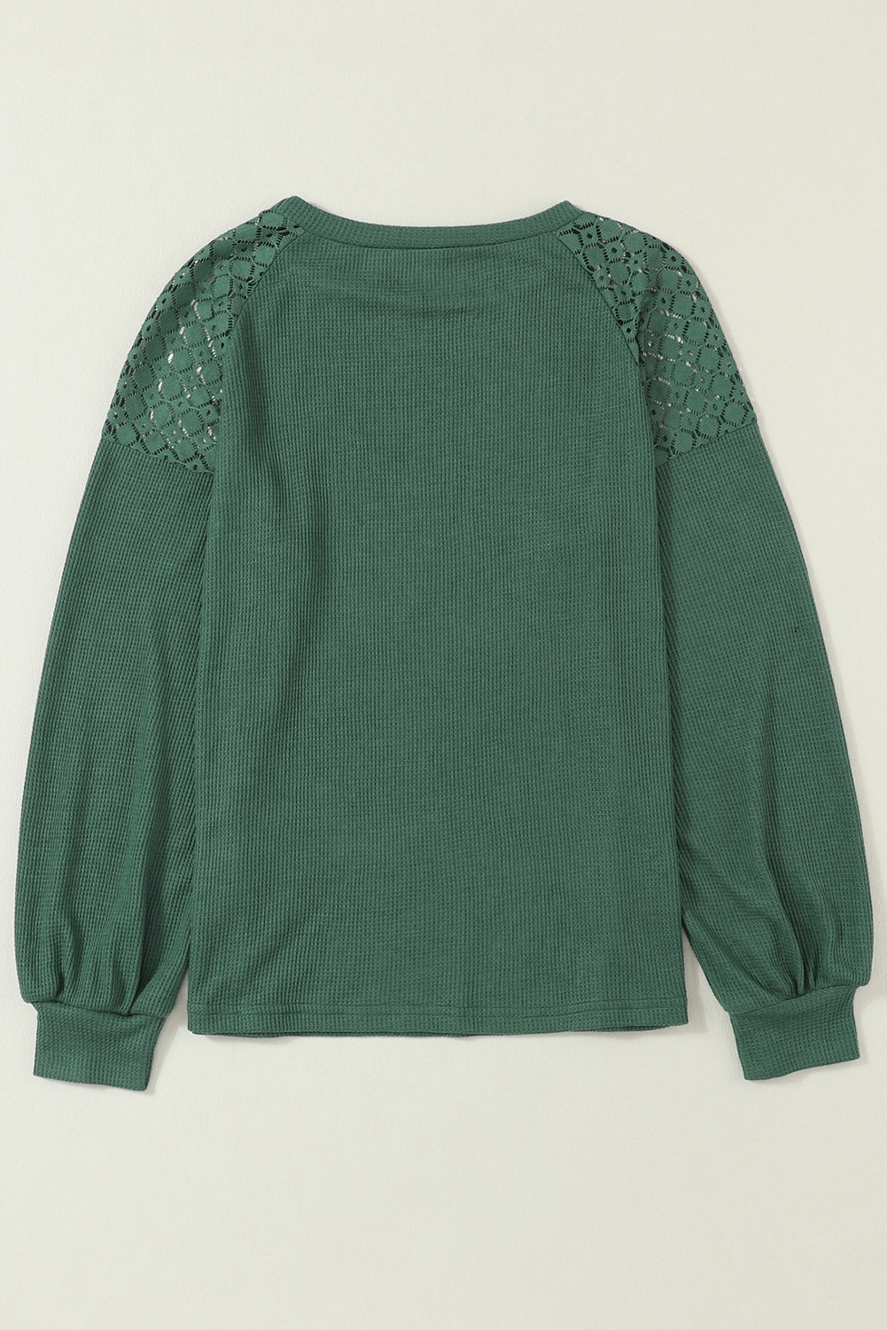 White Lace Long Sleeve Textured Pullover