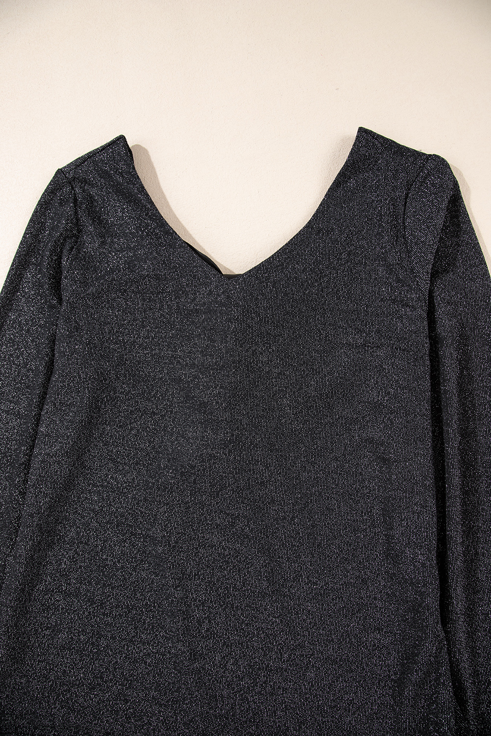 Red Metallic Bowknot Open Back V Neck Top