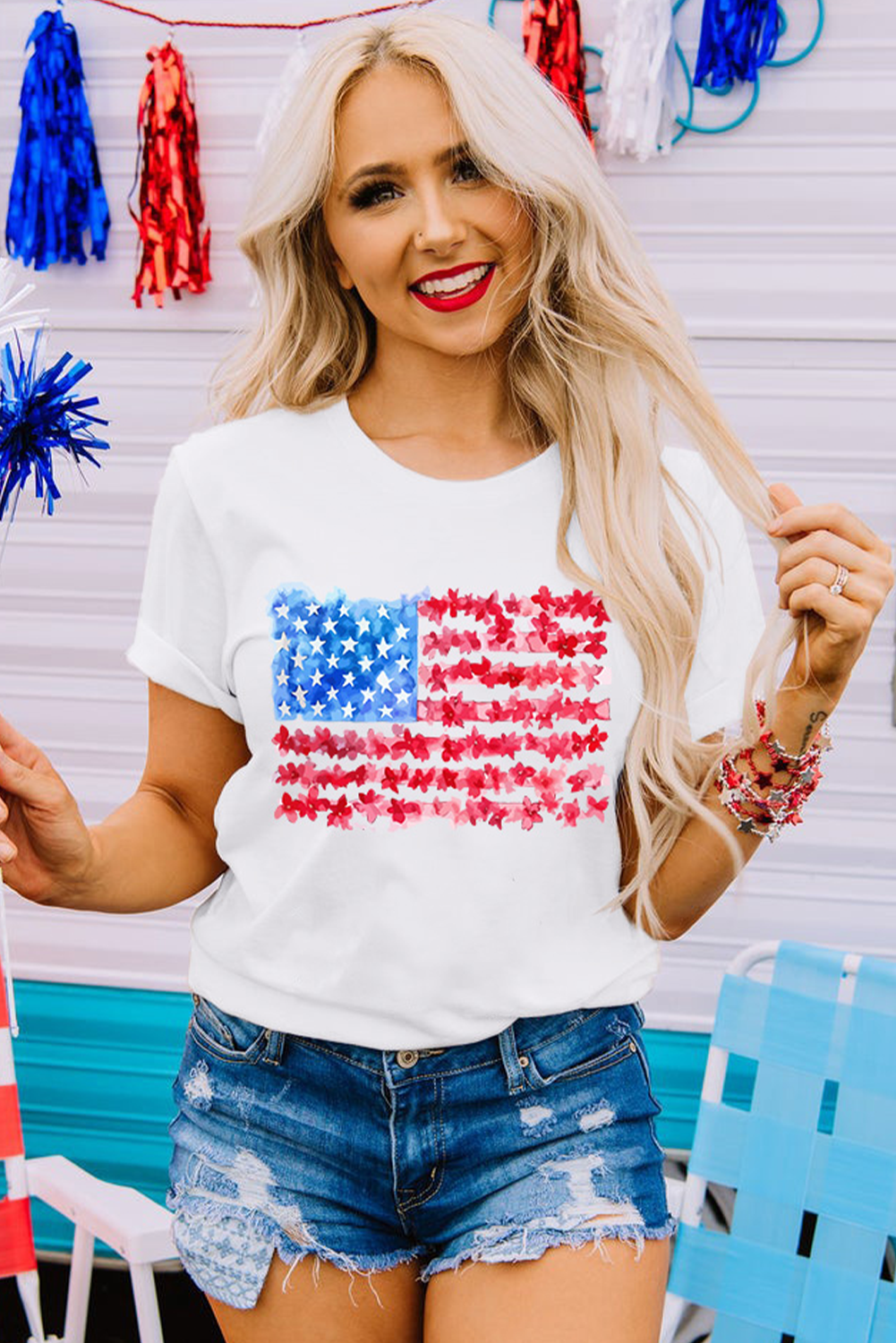 White Flag Graphic Crew Neck Tee