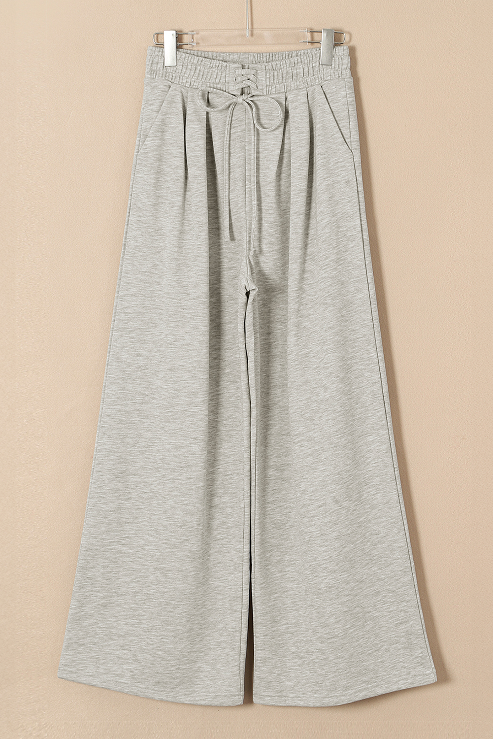 Burgundy Tied Elastic High Waist Pleated Detail Solid Sweatpants