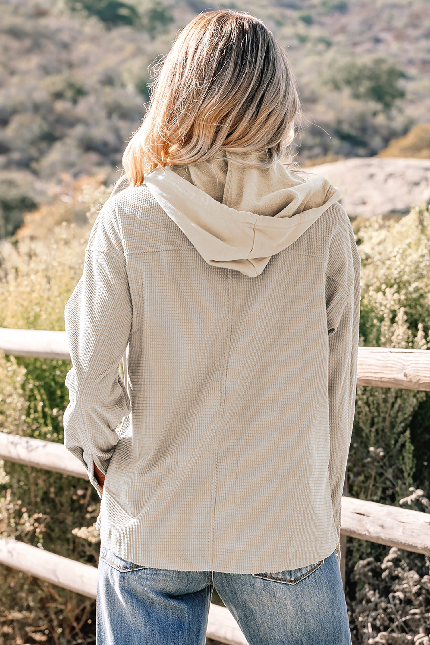 Sail Blue 2 in 1 Thermal Knit Textured Hooded Jacket