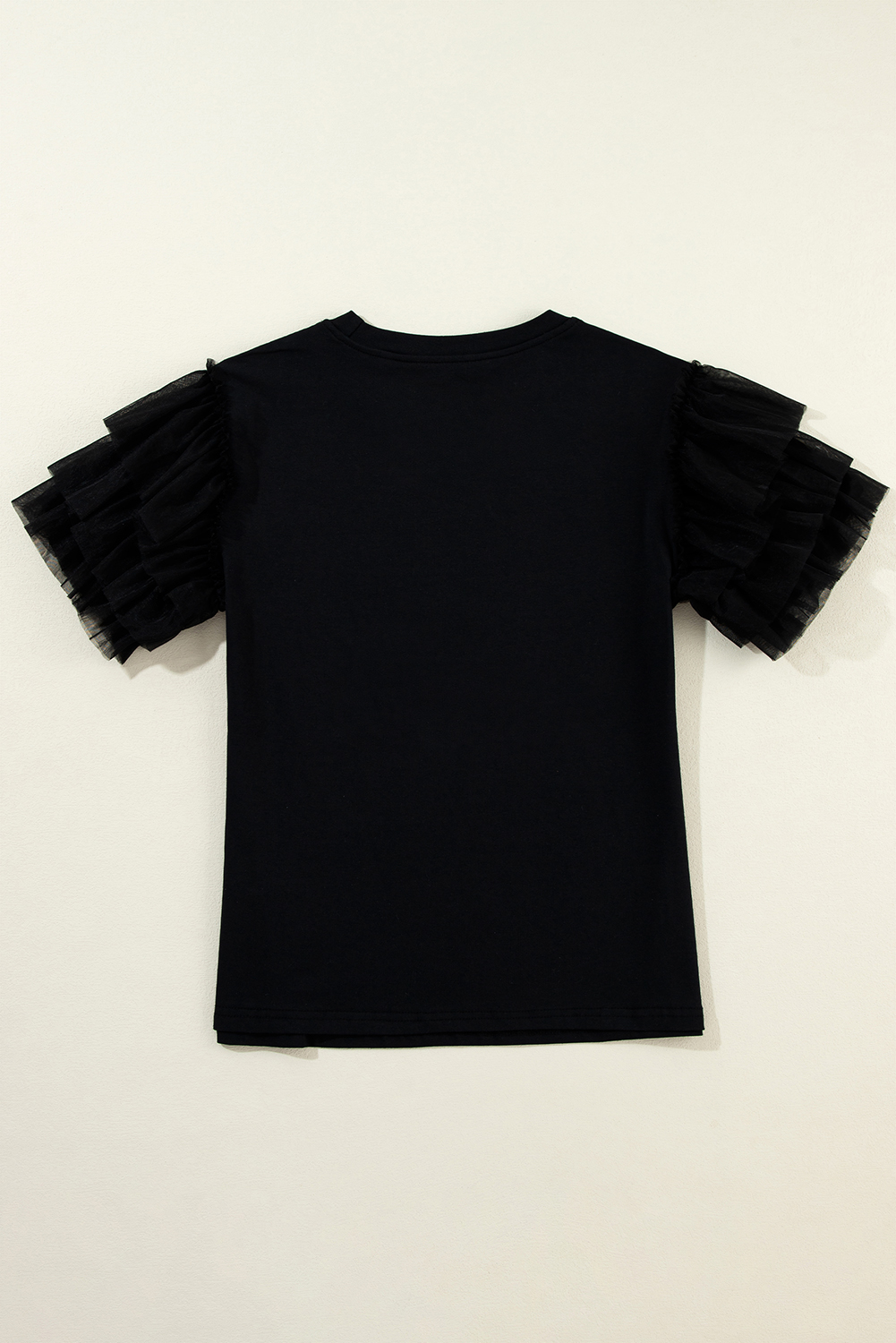 Dark Green Tulle Ruffle Sleeve Blouse