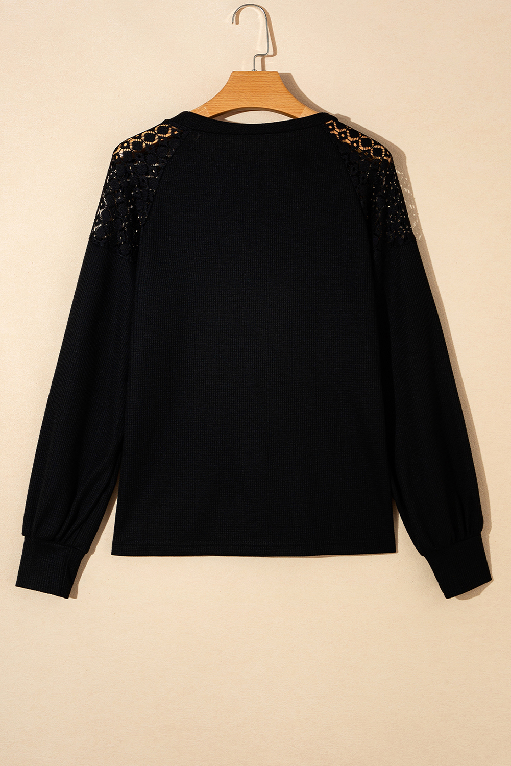 White Lace Long Sleeve Textured Pullover