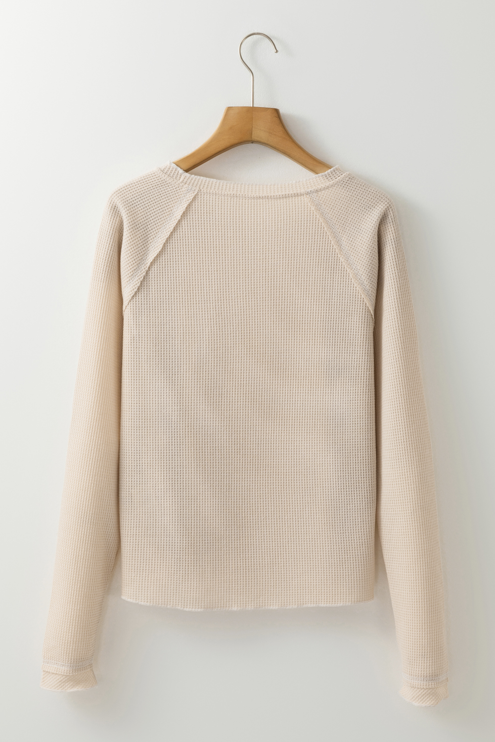 Smoke Gray Textured Round Neck Long Sleeve Top