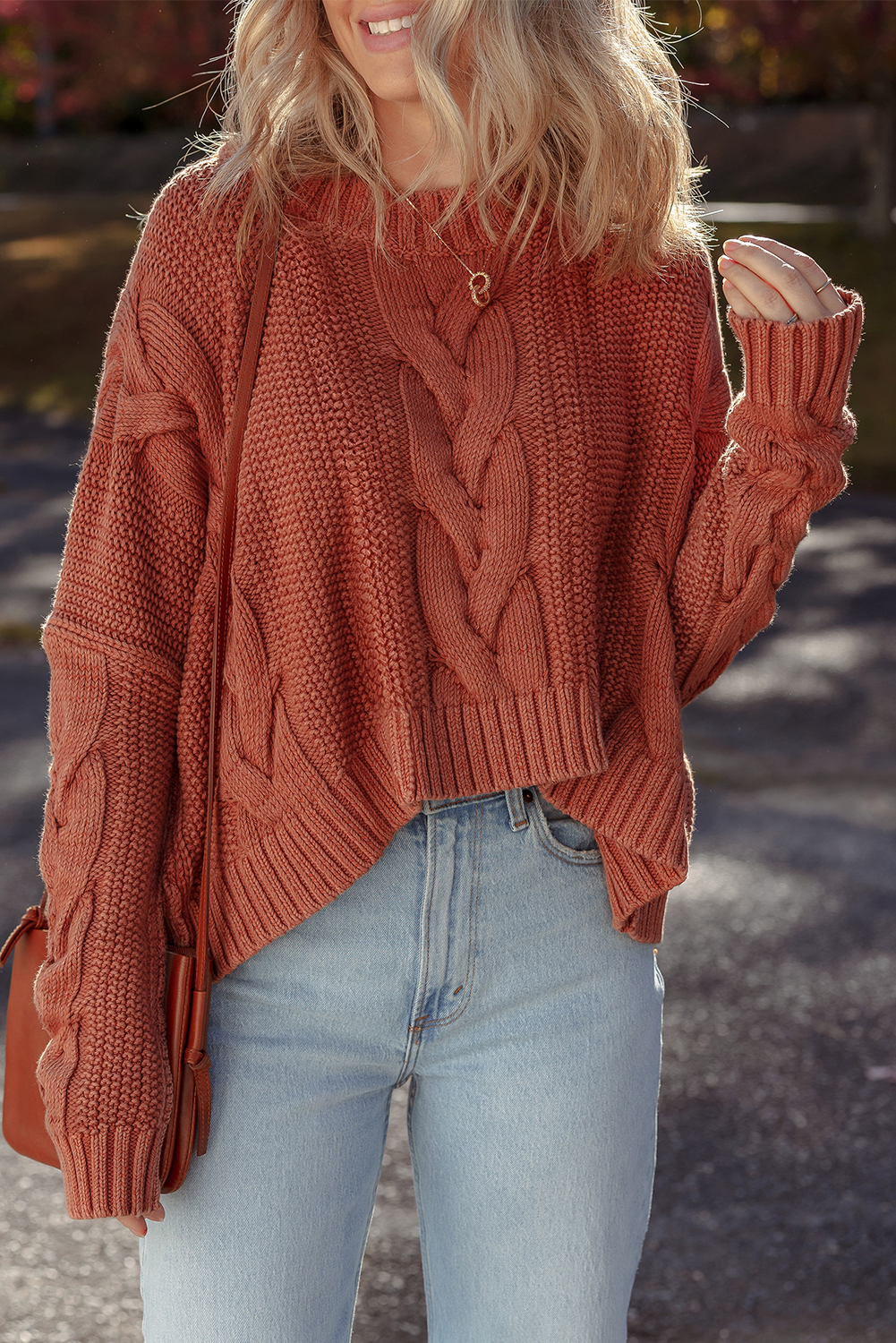 Redwood Burl Chunky Fit Slouchy Textured Knit Sweater
