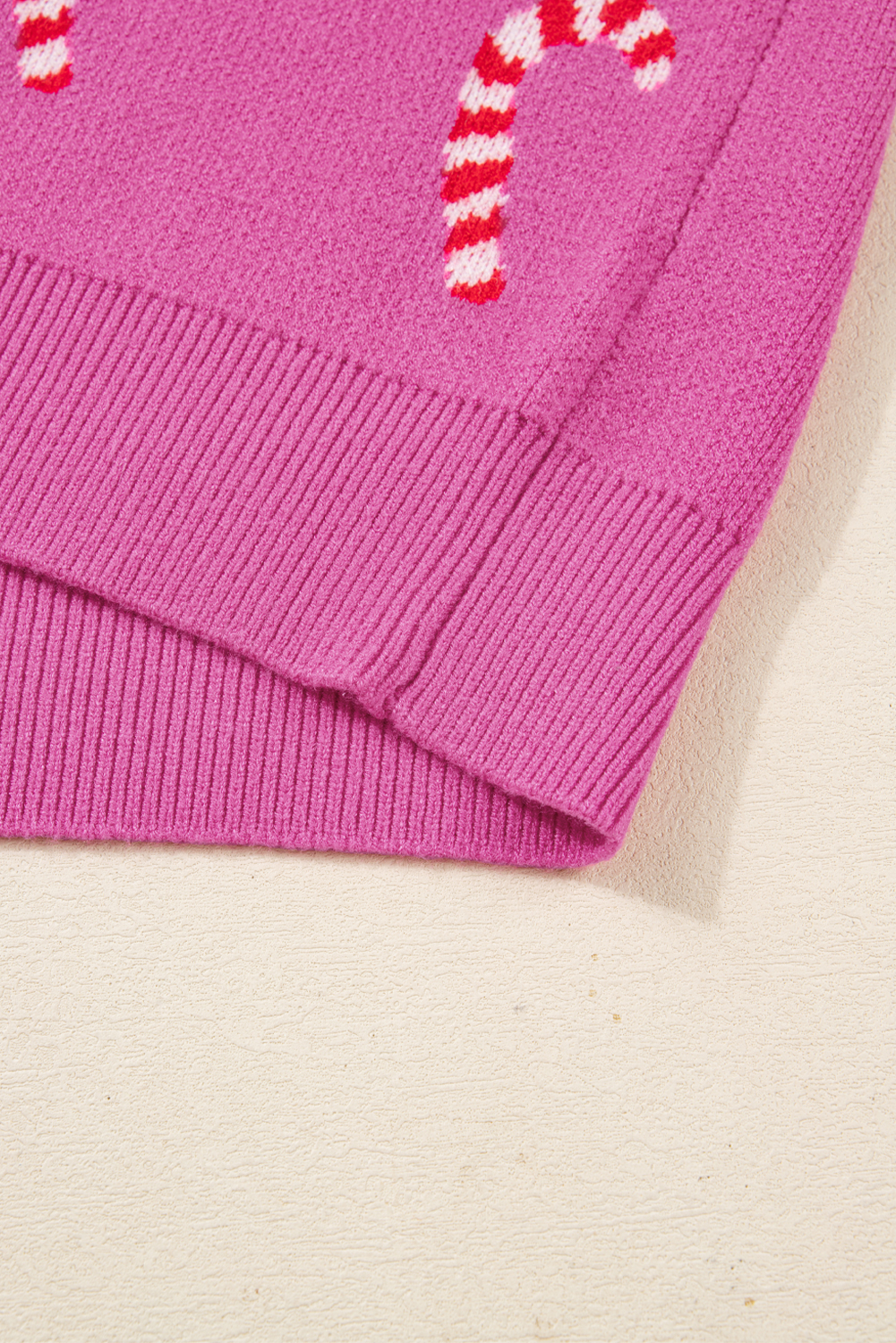 Dark Green Christmas Candy Cane Holiday Drop Shoulder Sweater