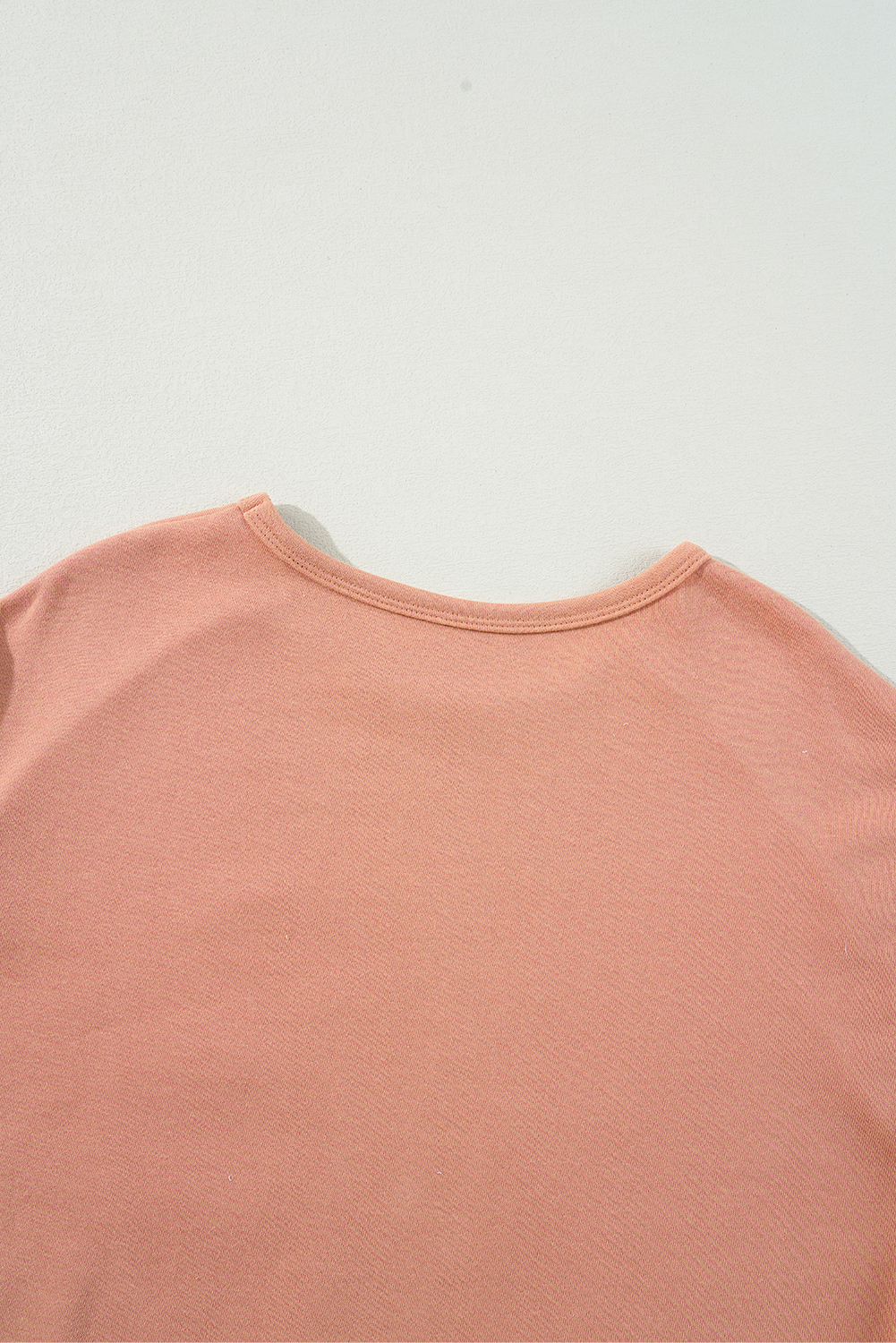 Beige Flower Patch Graphic Exposed Seam Wide Sleeve Top