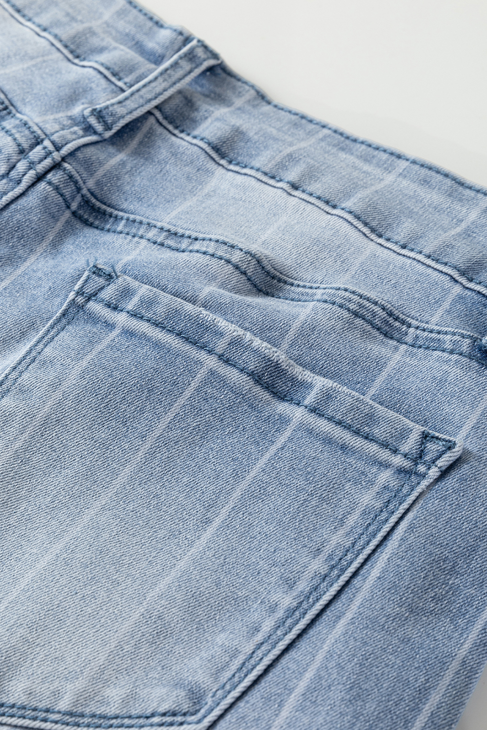 Beau Blue Multi Buttons Pinstripe Wide Leg Jeans