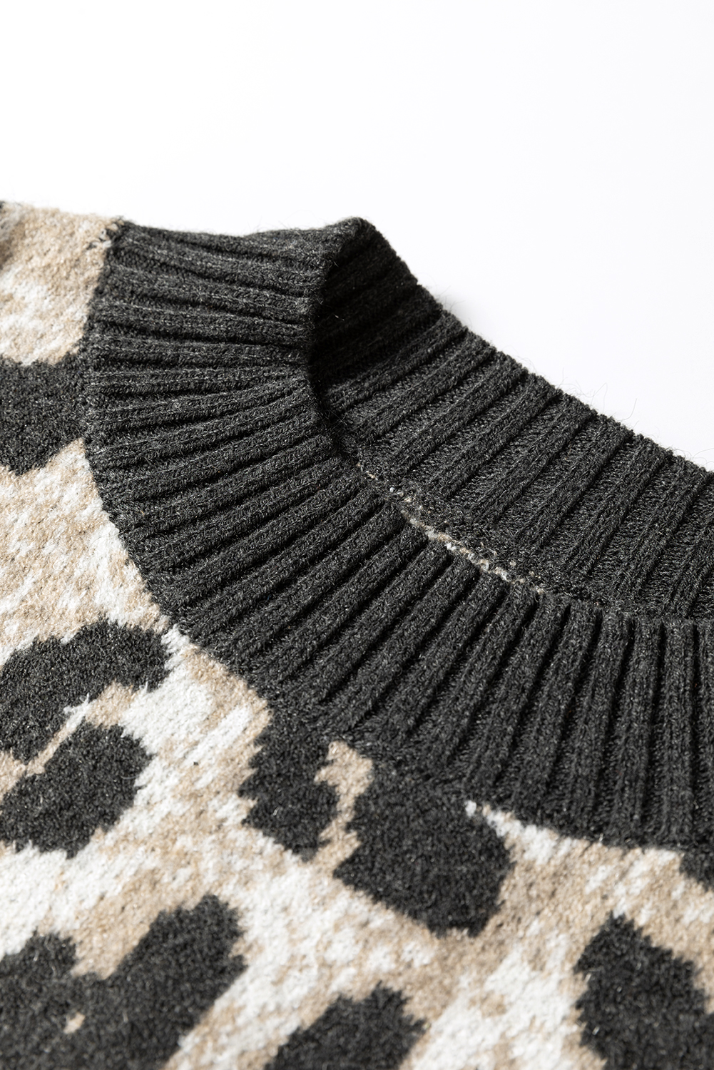 Carbon Grey Leopard Drop Shoulder Baggy Sweater