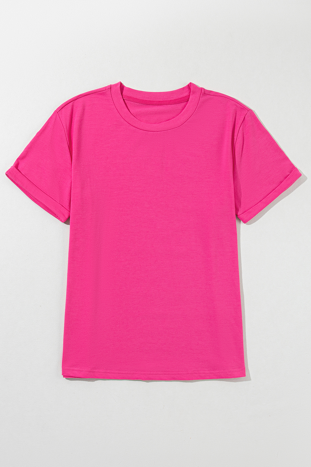 Khaki Casual Plain Crew Neck Tee