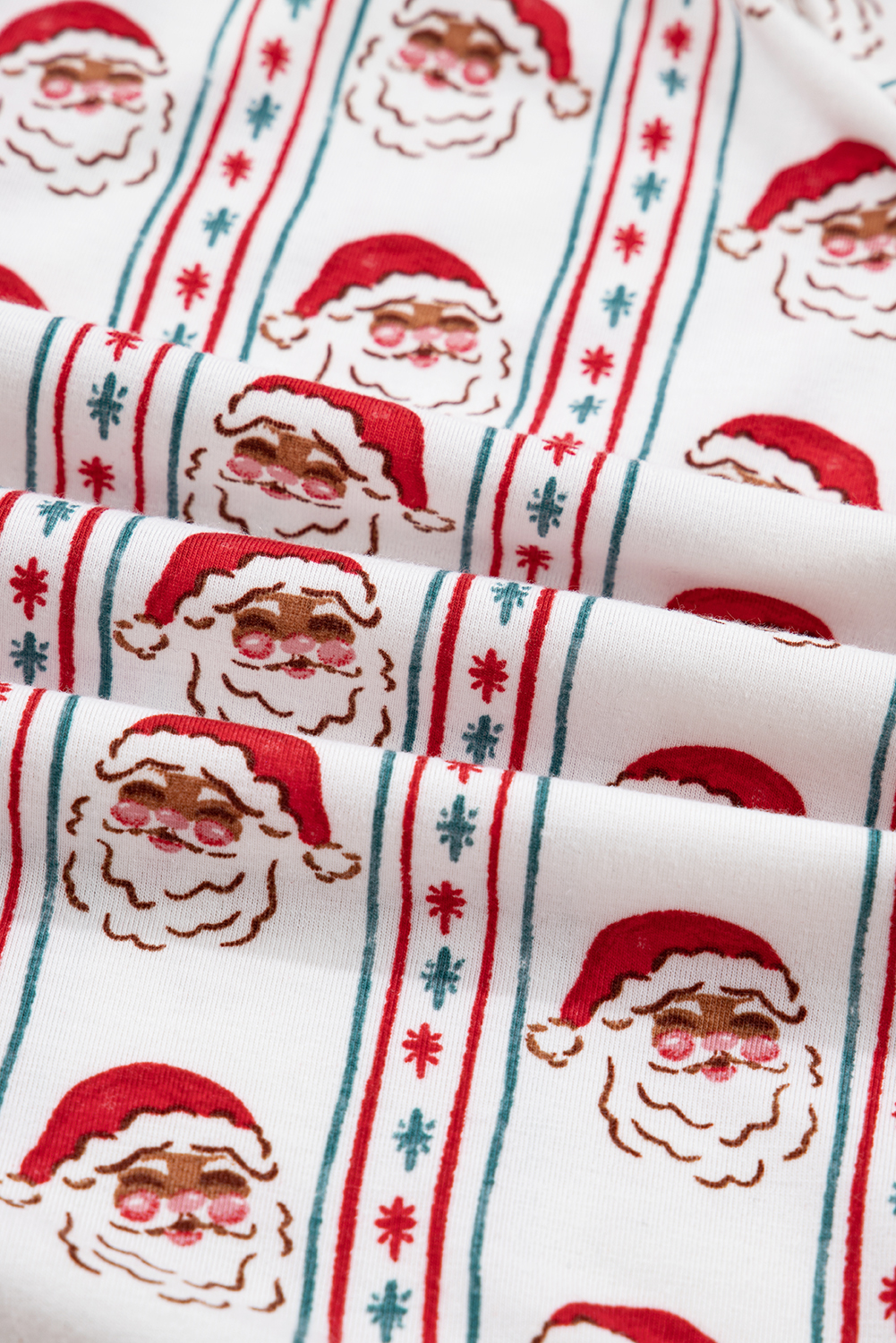 White Santa & Stripes Ruffle PJ Set