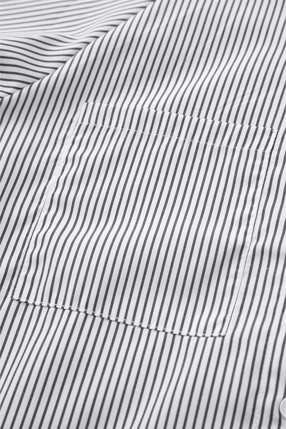 Red Stripe Smocked Cuffed Striped Boyfriend Shirt with Pocket