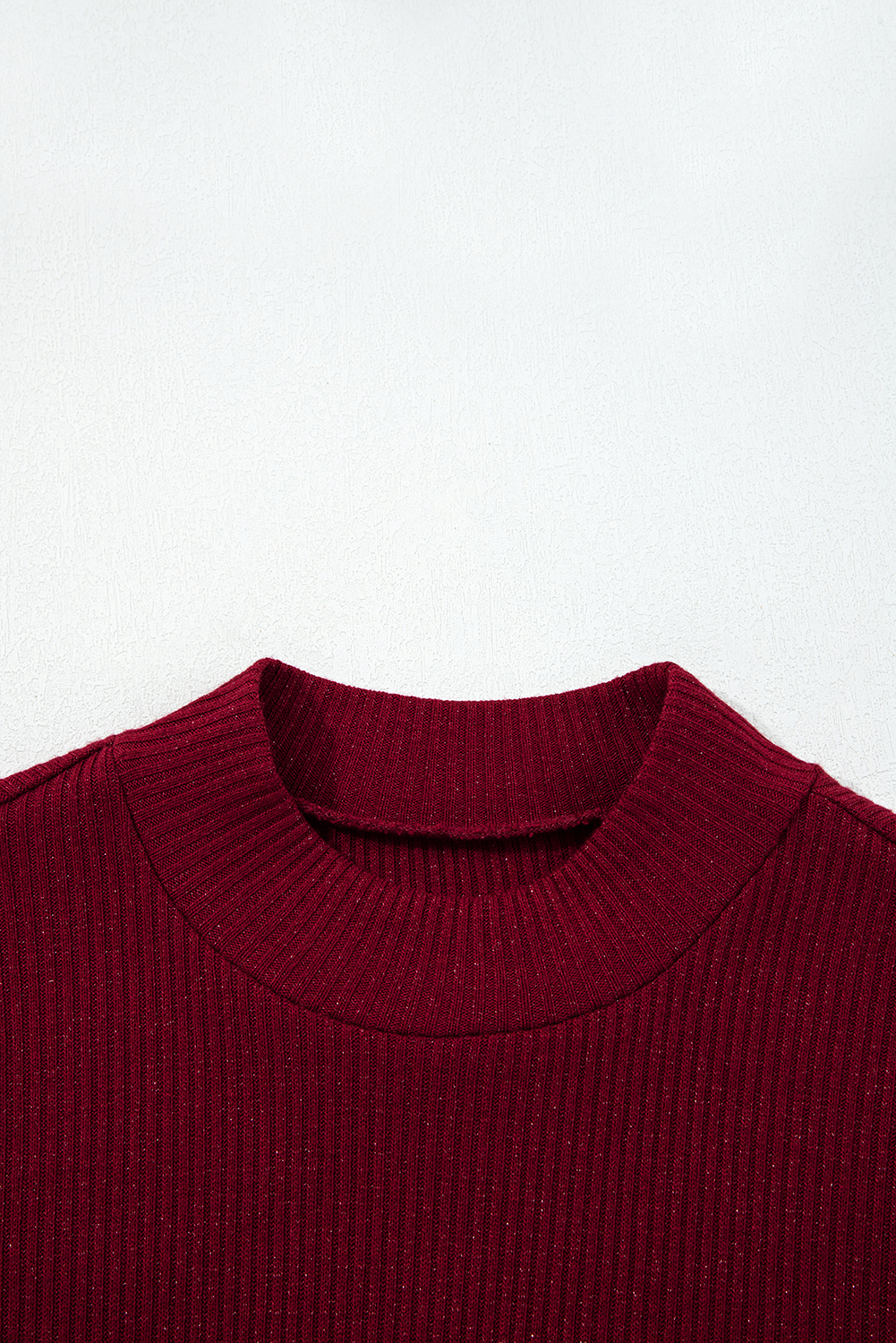 Red Dahlia Metal Ribbed Knit Long Sleeve Slim Fit Top