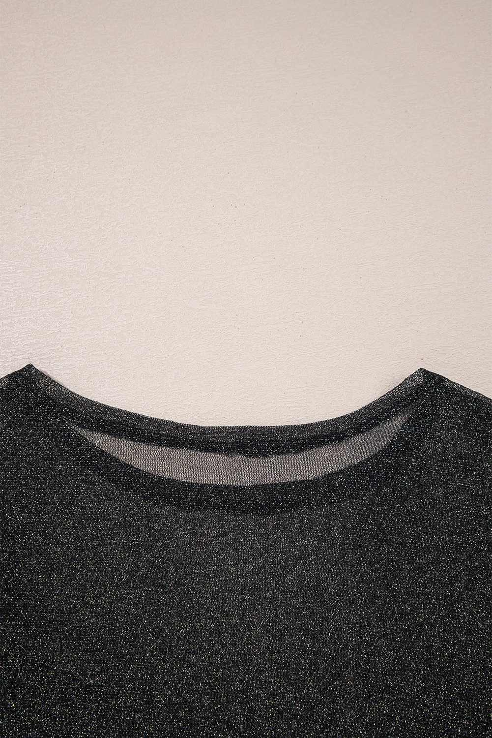 Black Metallic Glitter Mesh Long Sleeve Top
