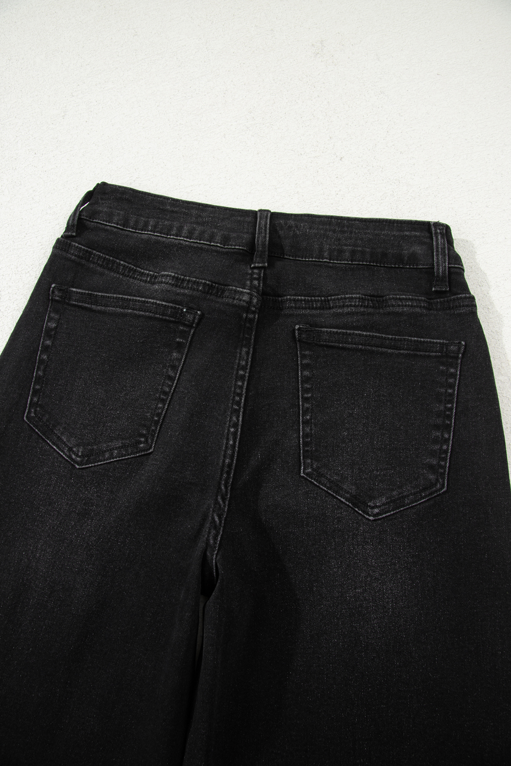 Gray Raw Hem Straight Leg Loose High Waist Jeans