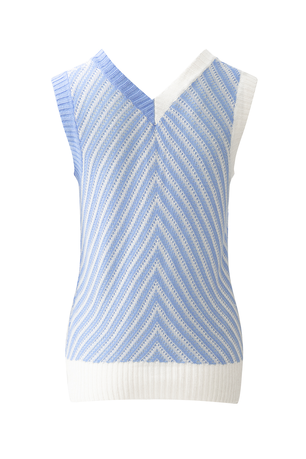 Black Contrast Chevron Knit V Neck Sweater Vest