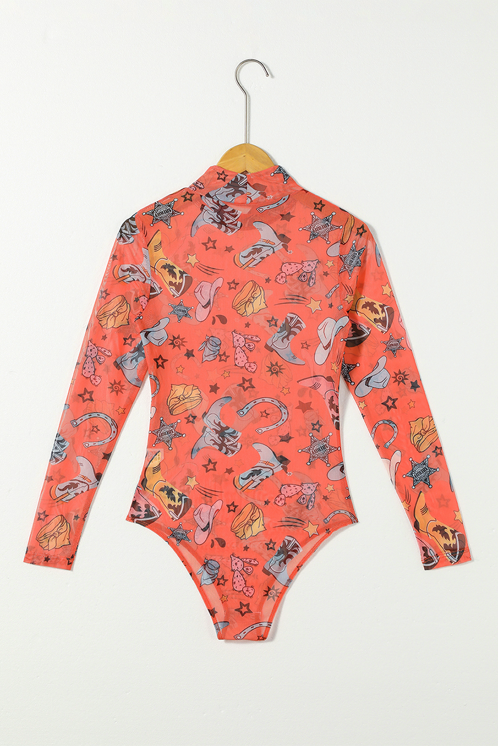 White Rodeo Bound Printed Long Sleeve Bodysuit