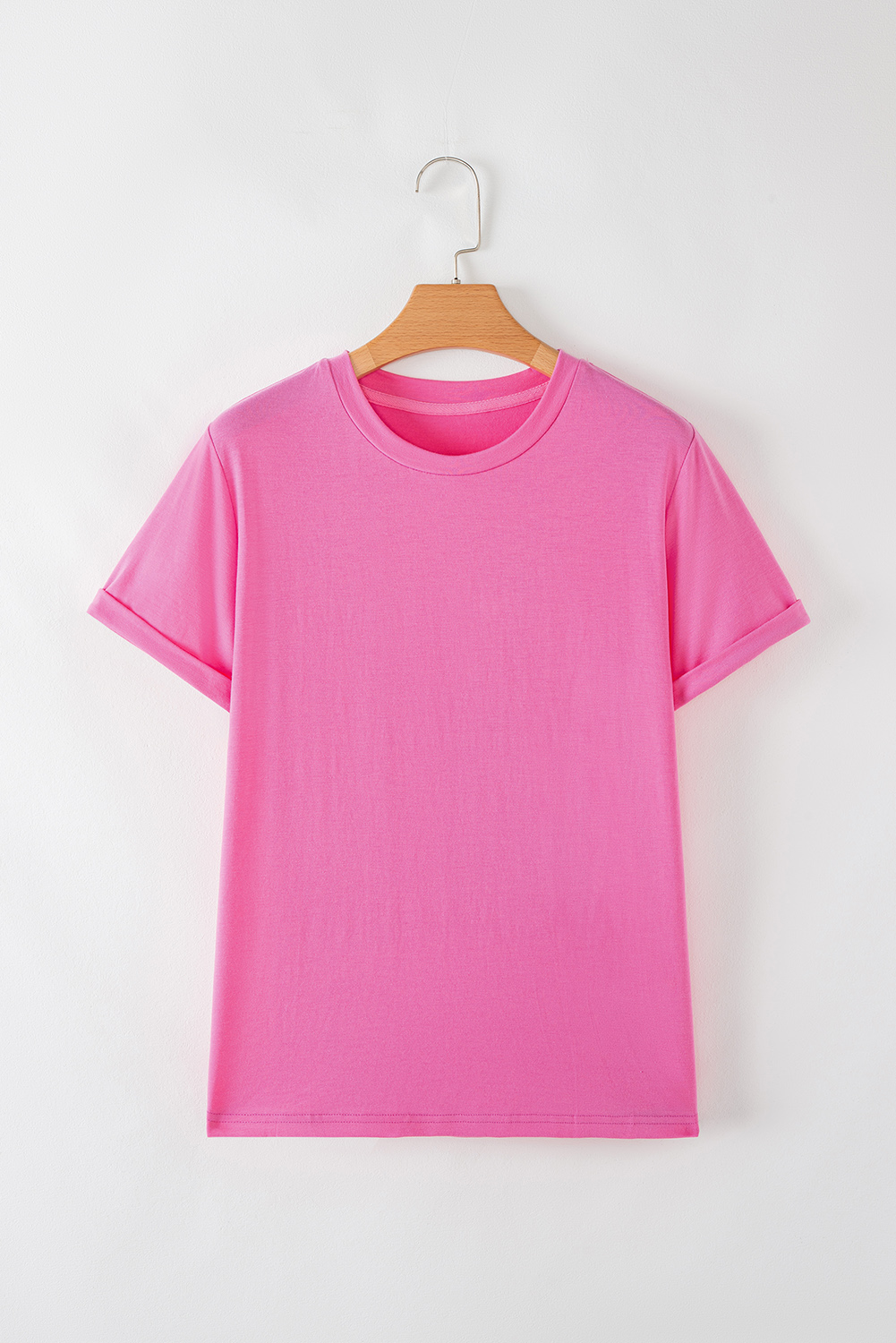 Khaki Casual Plain Crew Neck Tee