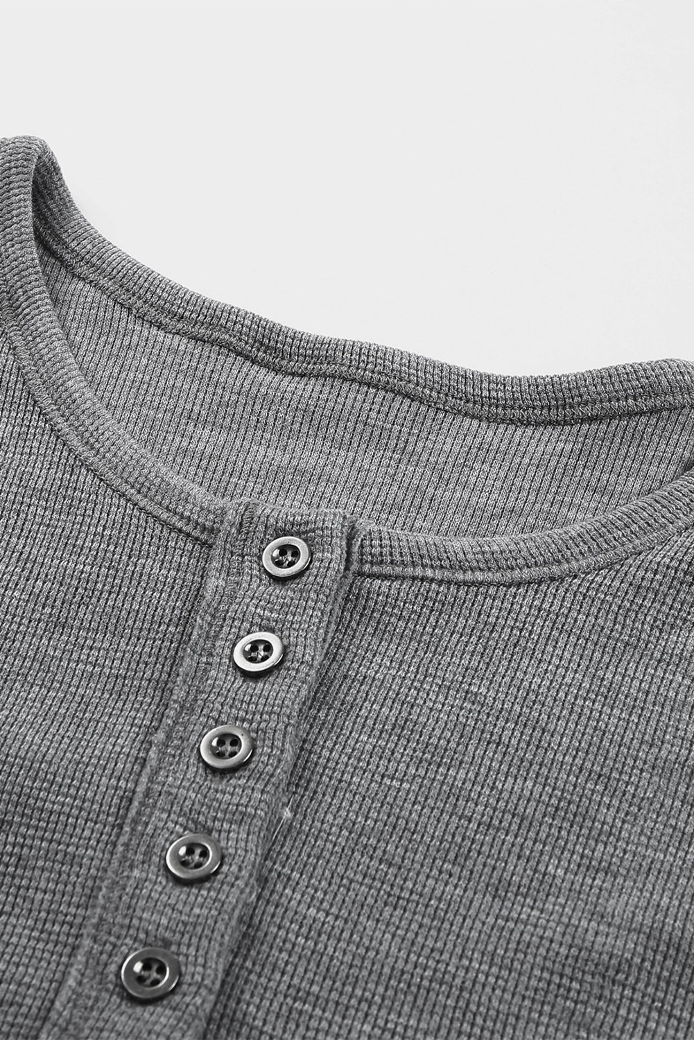 Black Waffle Knit Henley Top