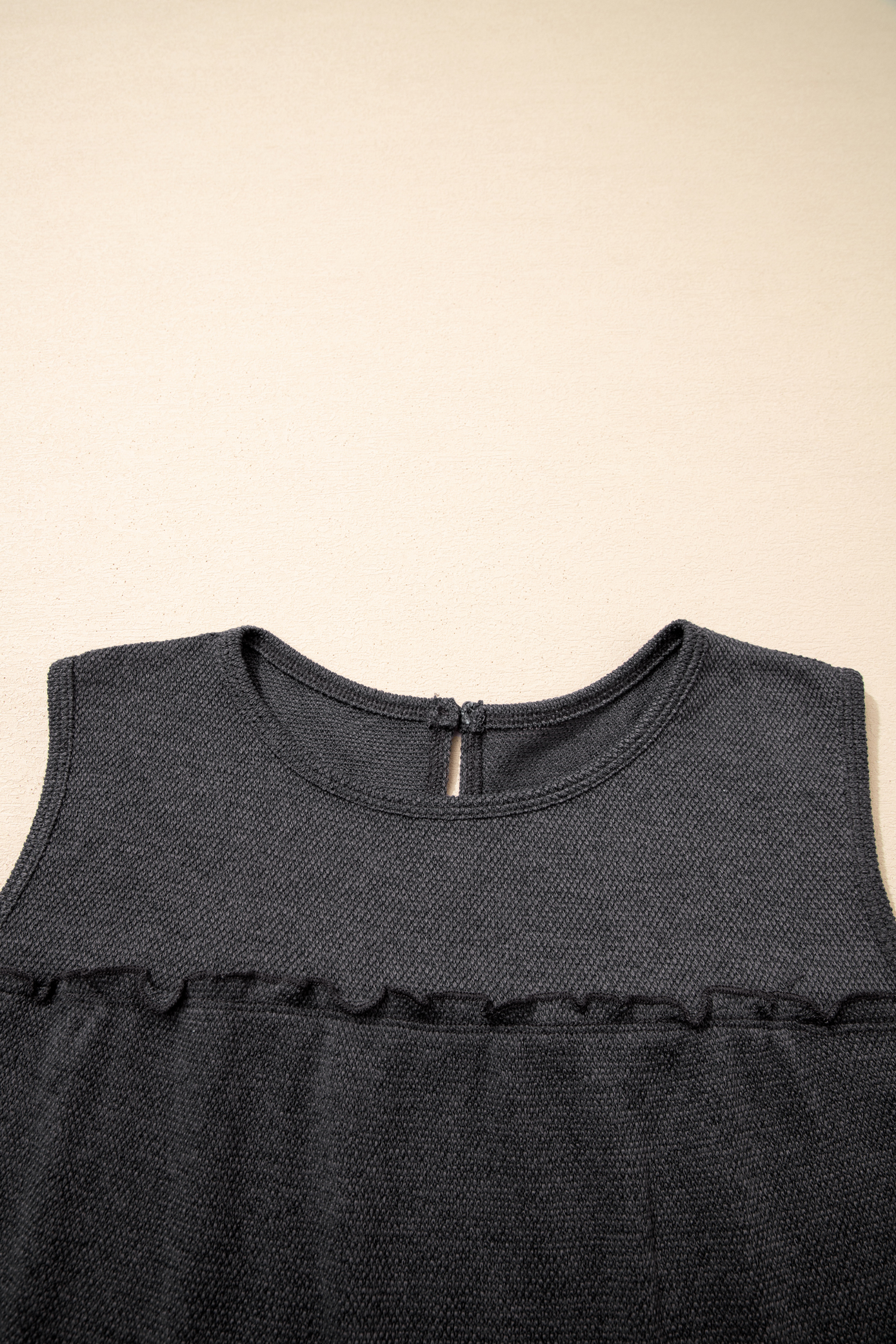 White Tiered Frill Trim A-line Tank Top