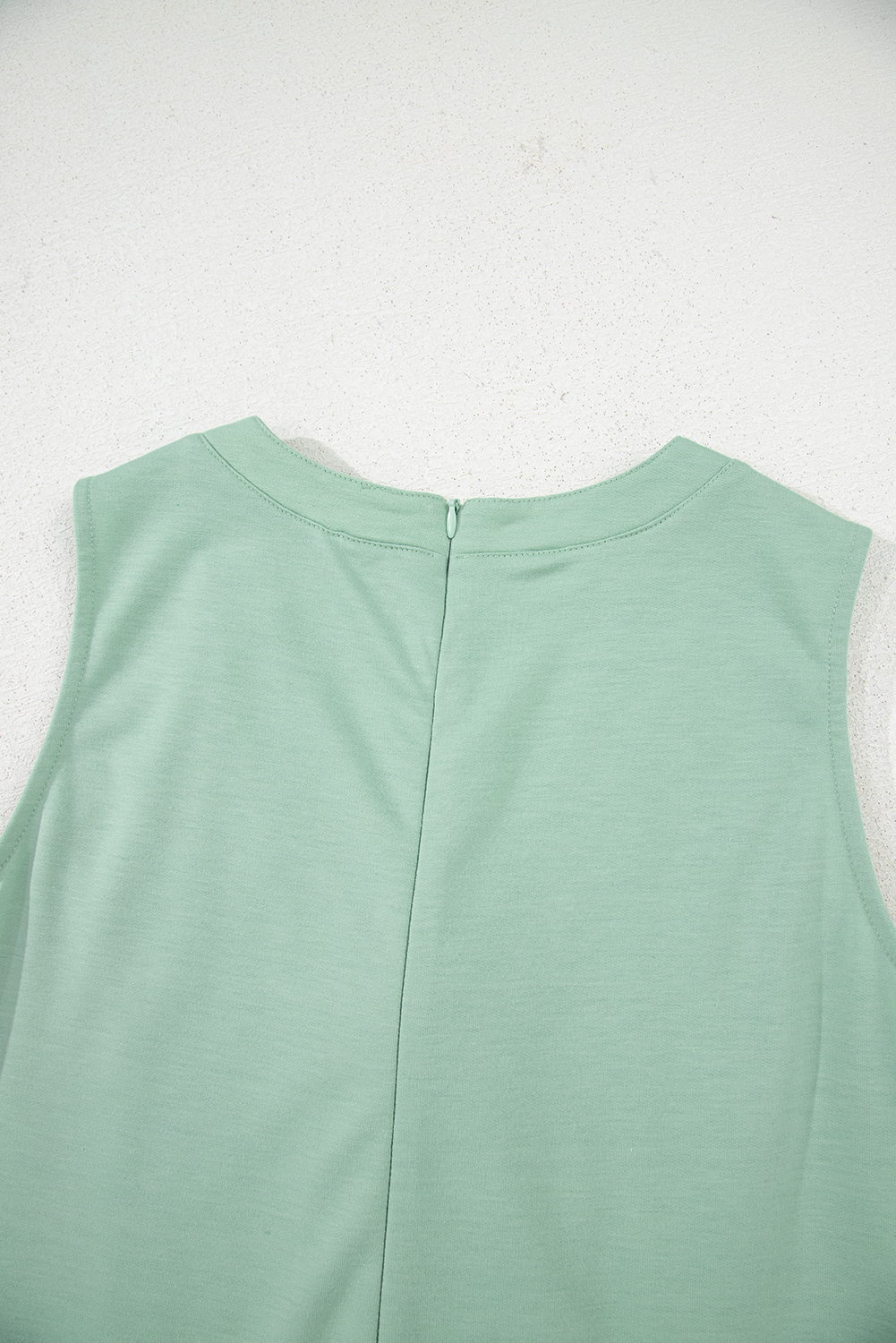 Smoke Green Tie V Neck Pintuck Sleeveless Loose Romper