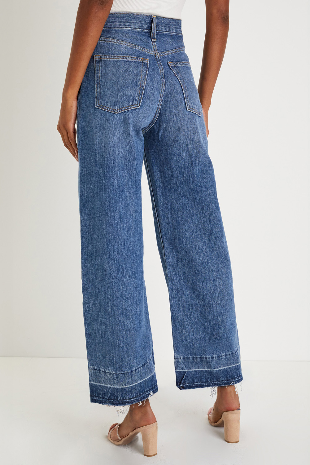 Gray Raw Hem Straight Leg Loose High Waist Jeans
