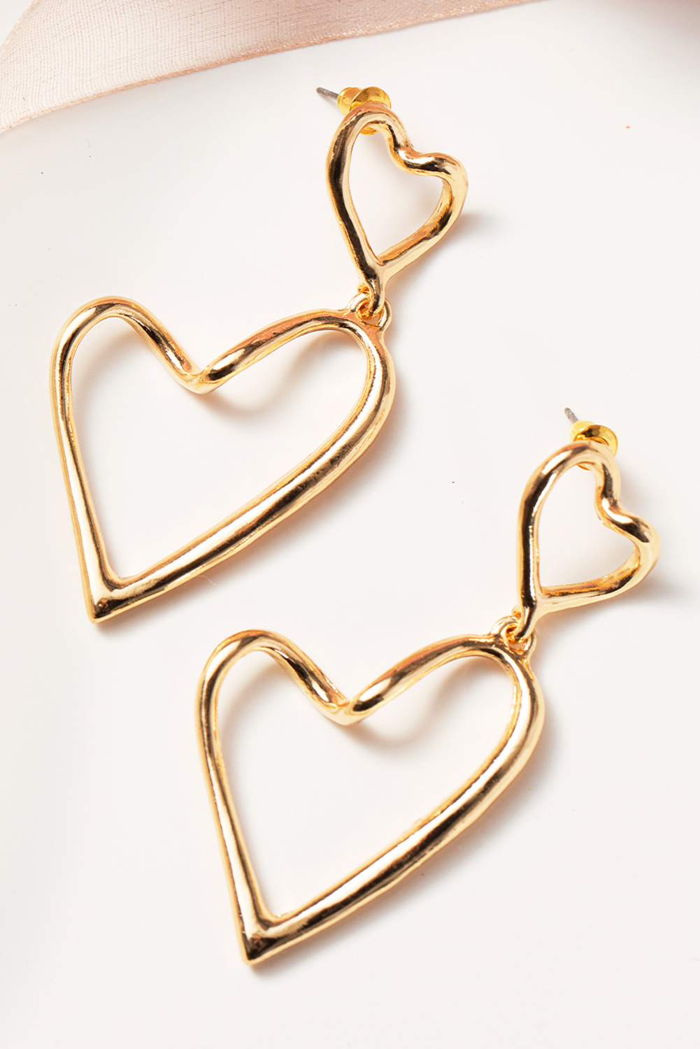 Red Valentines Day Heart Shape Tiered Dangle Earring