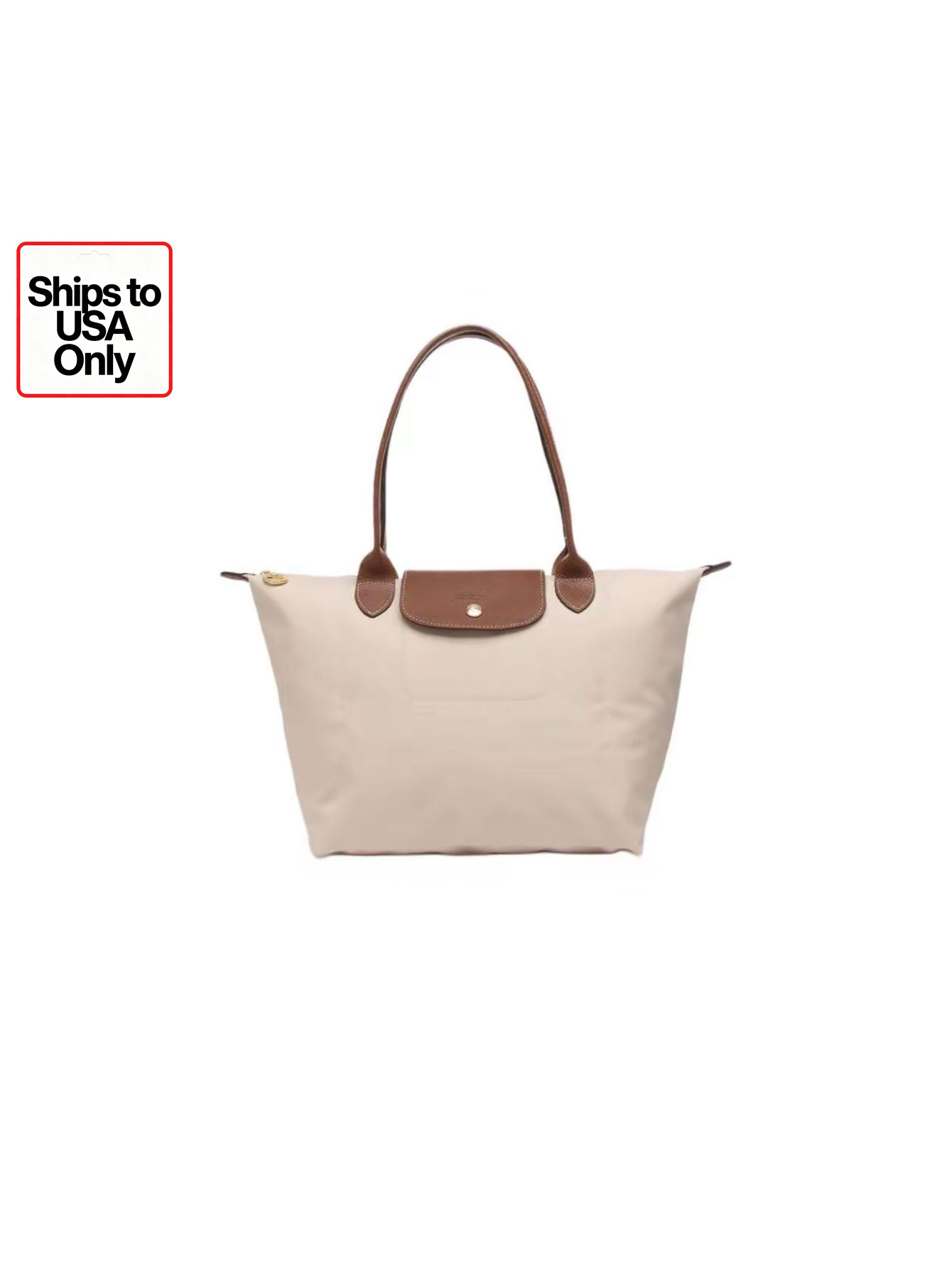 [Fast Ship From US Warehouse]Classic Leather Trim Nylon Tote Handbag - Lulualo